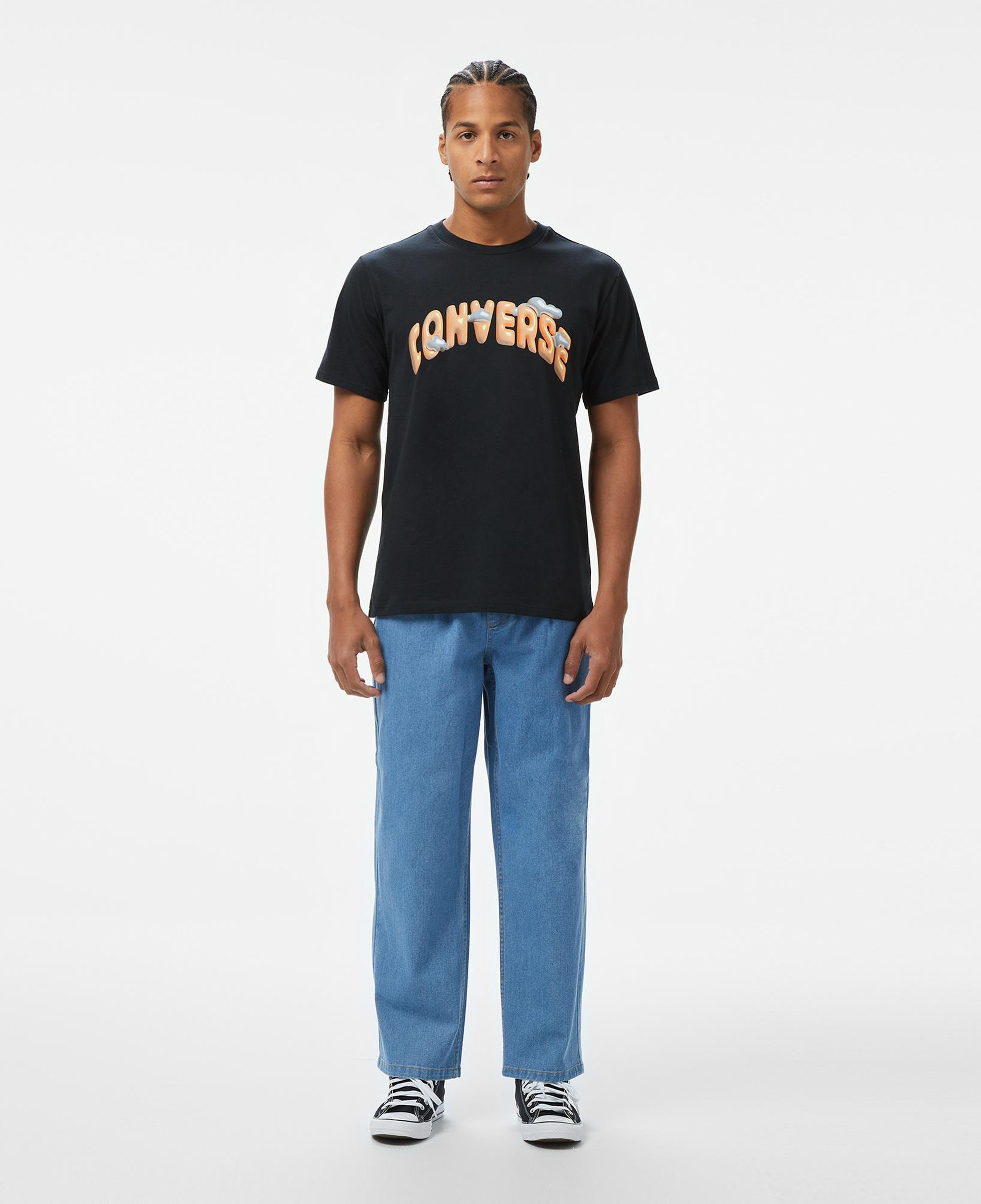 Converse Classic Erkek Baskılı Siyah T-Shirt