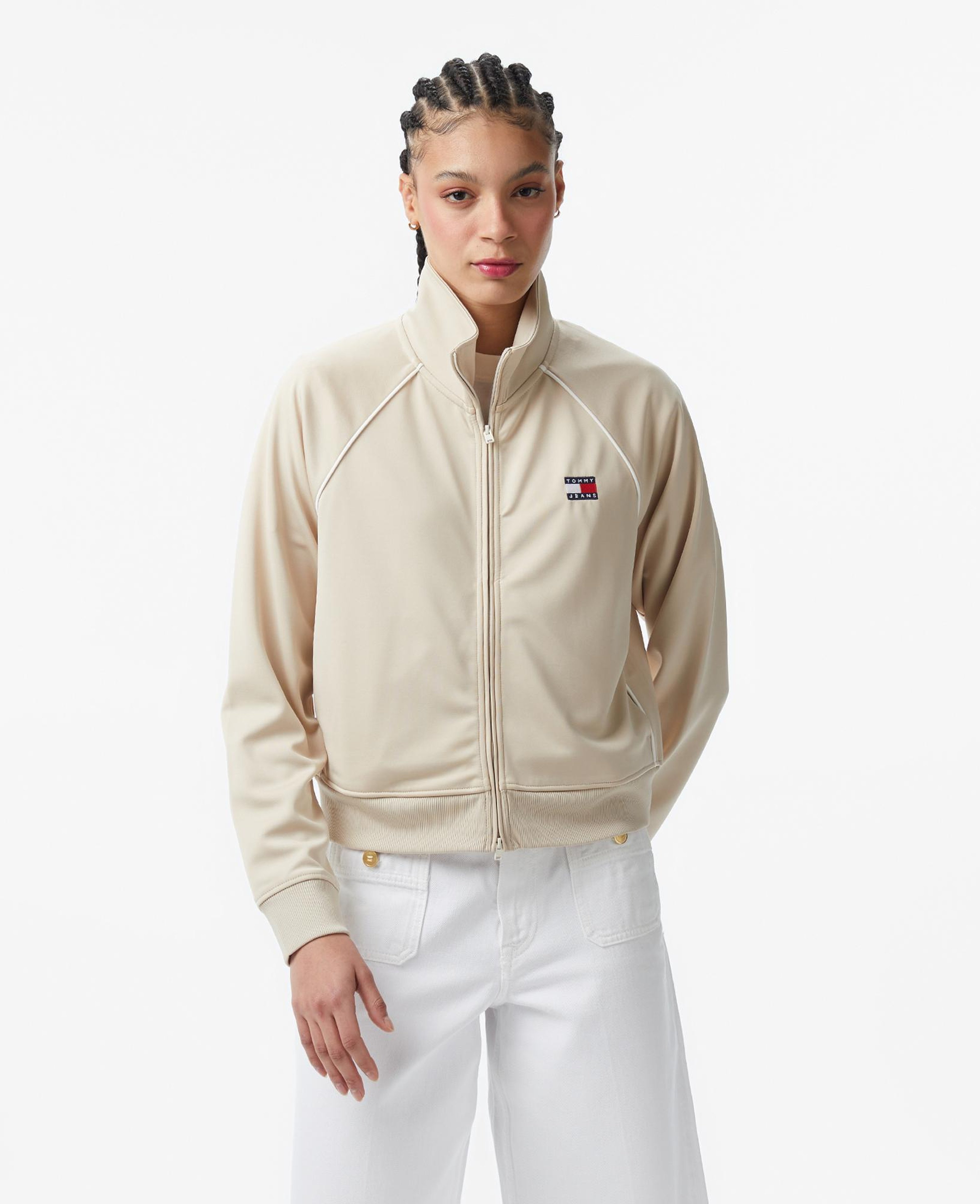 Tommy Hilfiger Jeans Badge Track Extended Zand Kadın Krem Ceket