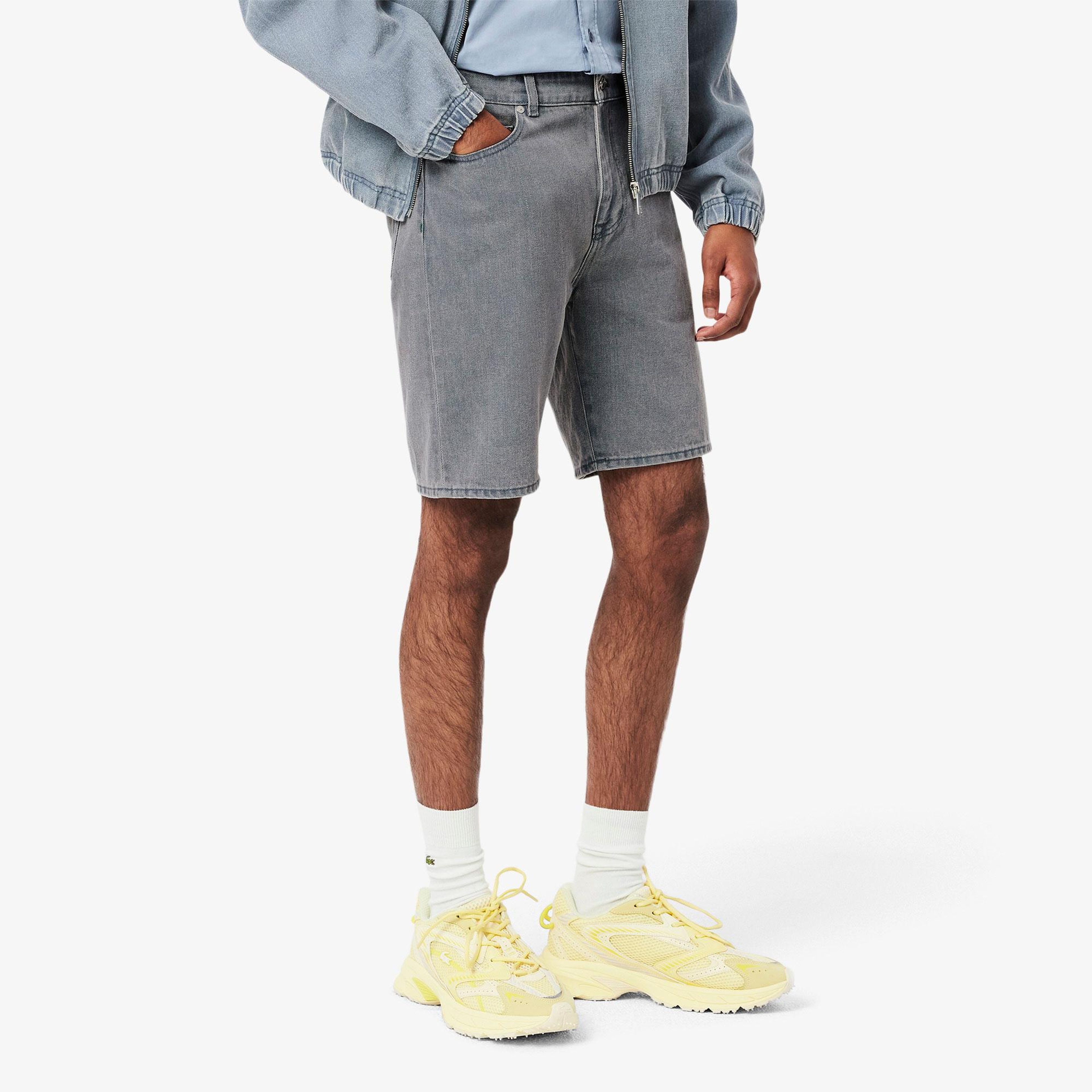Lacoste Erkek Straight Fit Denim Gri Bermuda Şort