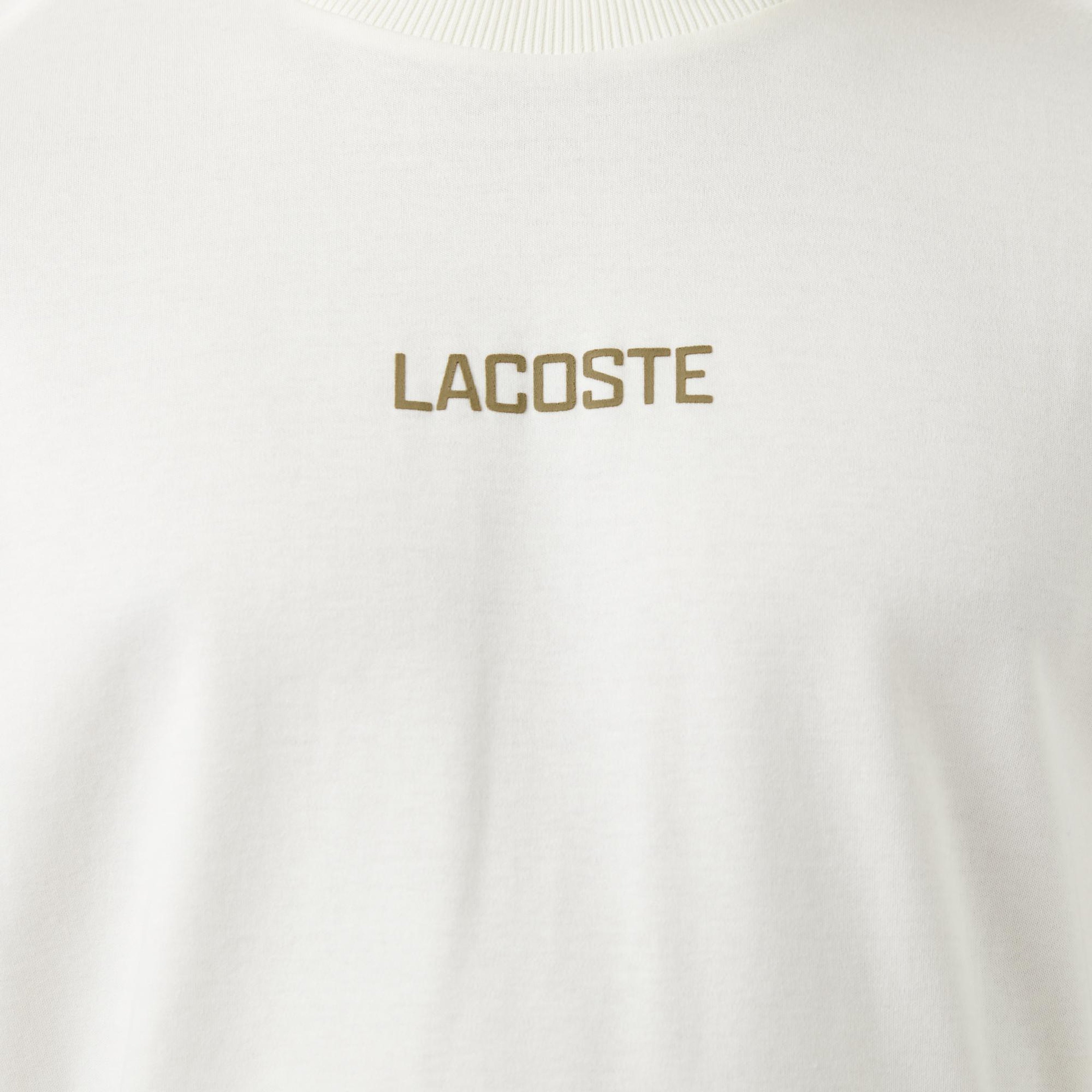 Lacoste Erkek Loose Fit Bisiklet Yaka Baskılı Beyaz T-Shirt