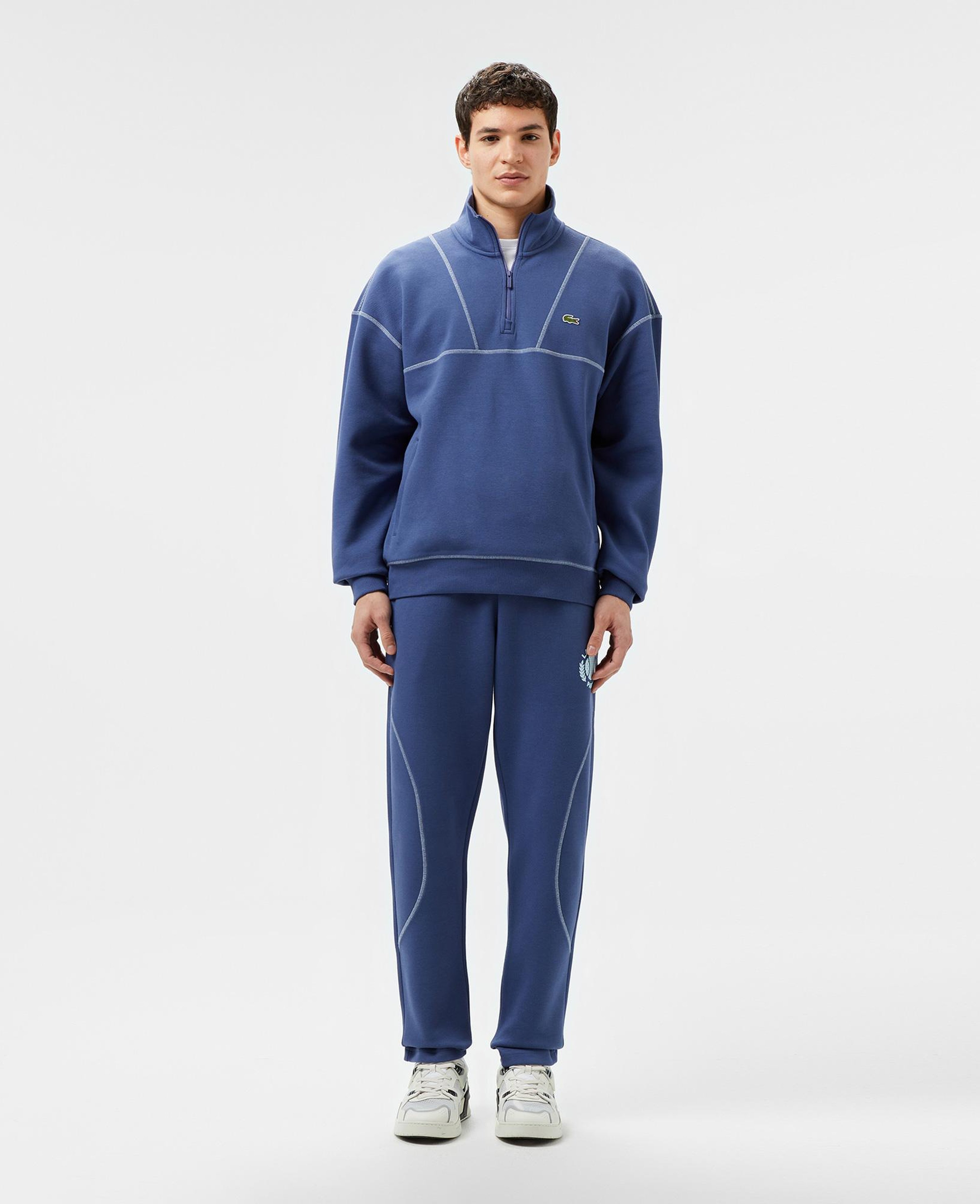 Erkek Tapered Fit Baskılı Mavi Eşofman Altı