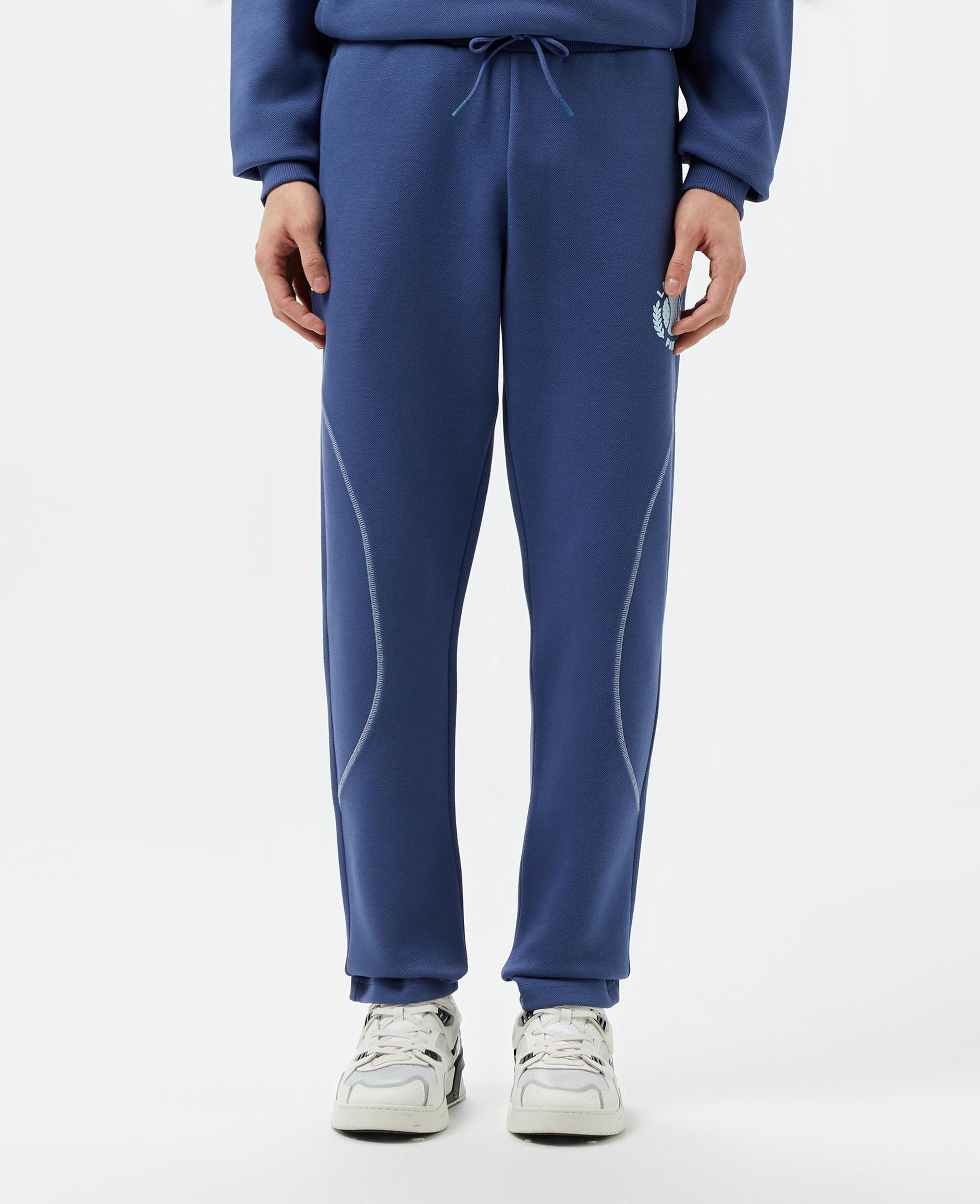 Erkek Tapered Fit Baskılı Mavi Eşofman Altı
