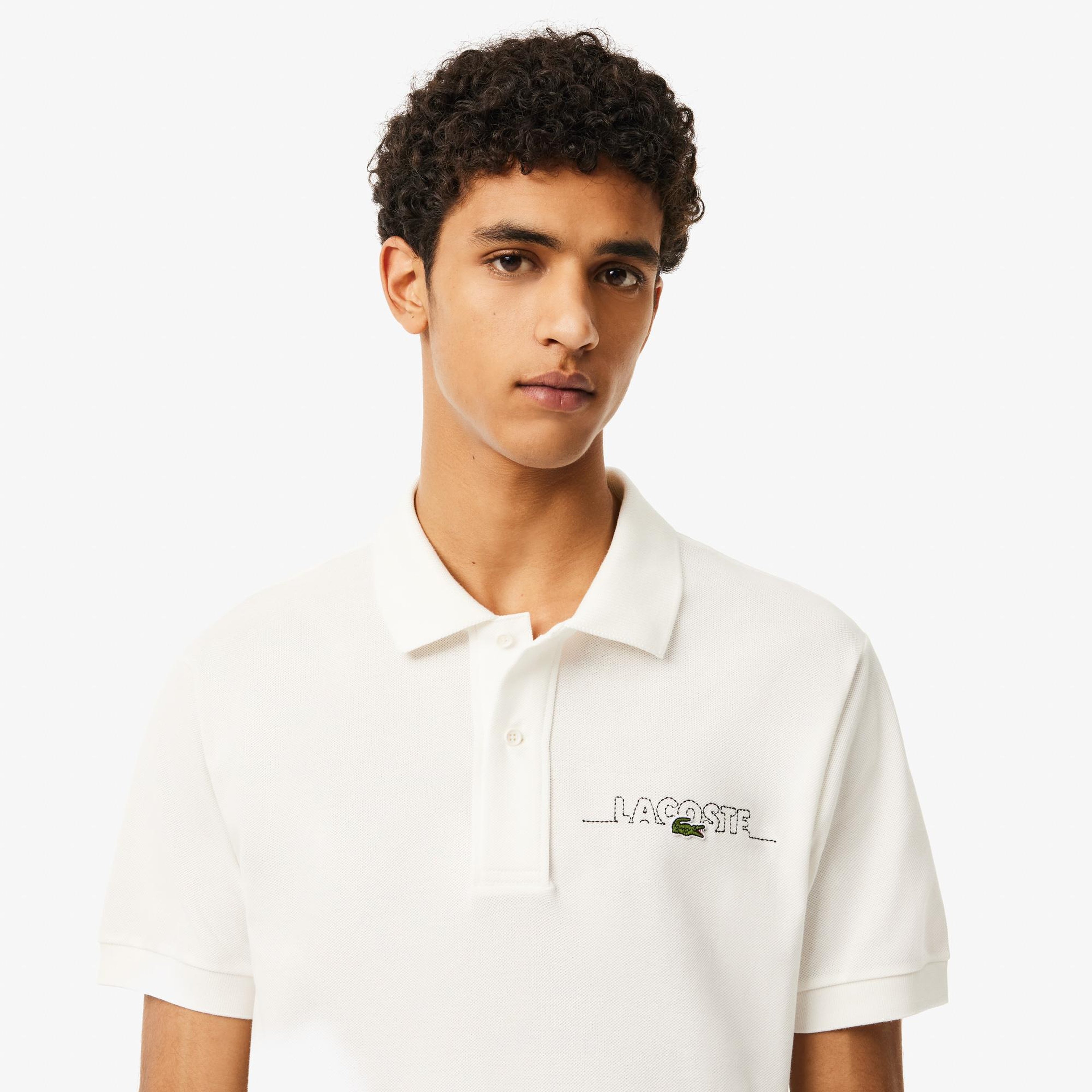 Erkek Classic Fit Beyaz Polo
