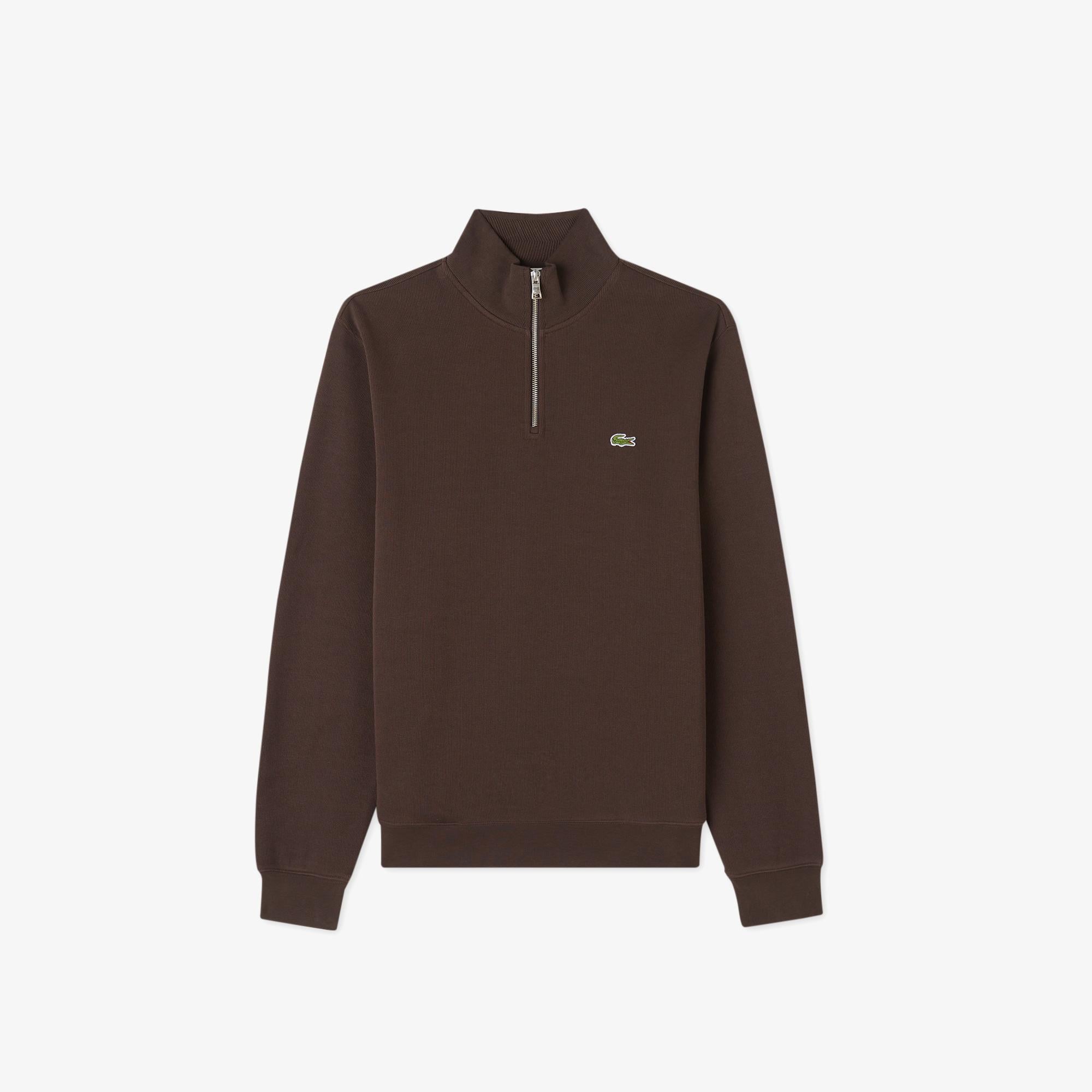 Lacoste Erkek Classic Fit Yarım Fermuarlı Kahverengi Sweatshirt