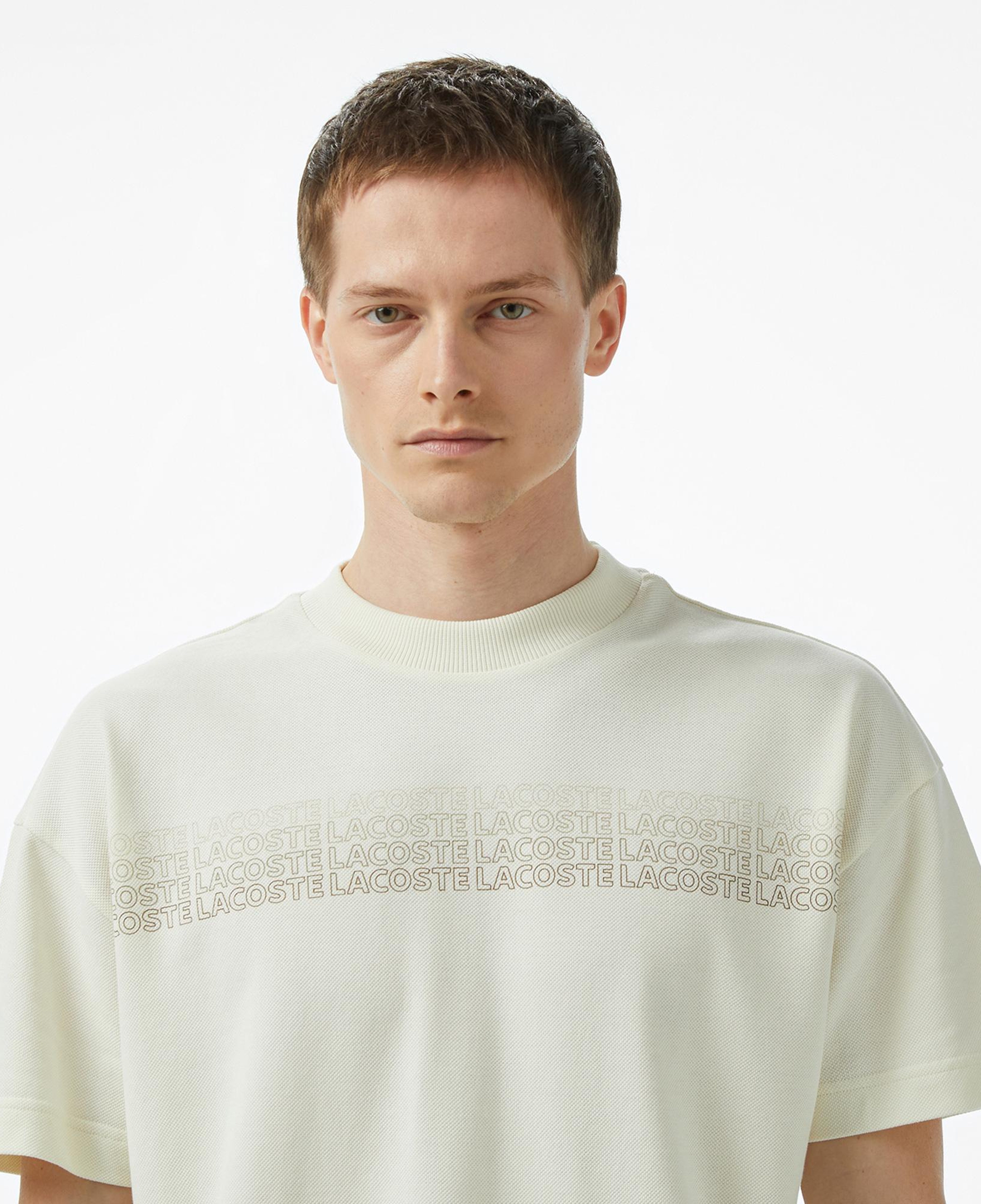 Lacoste Erkek Oversize Fit Bisiklet Yaka Baskılı Beyaz T-Shirt