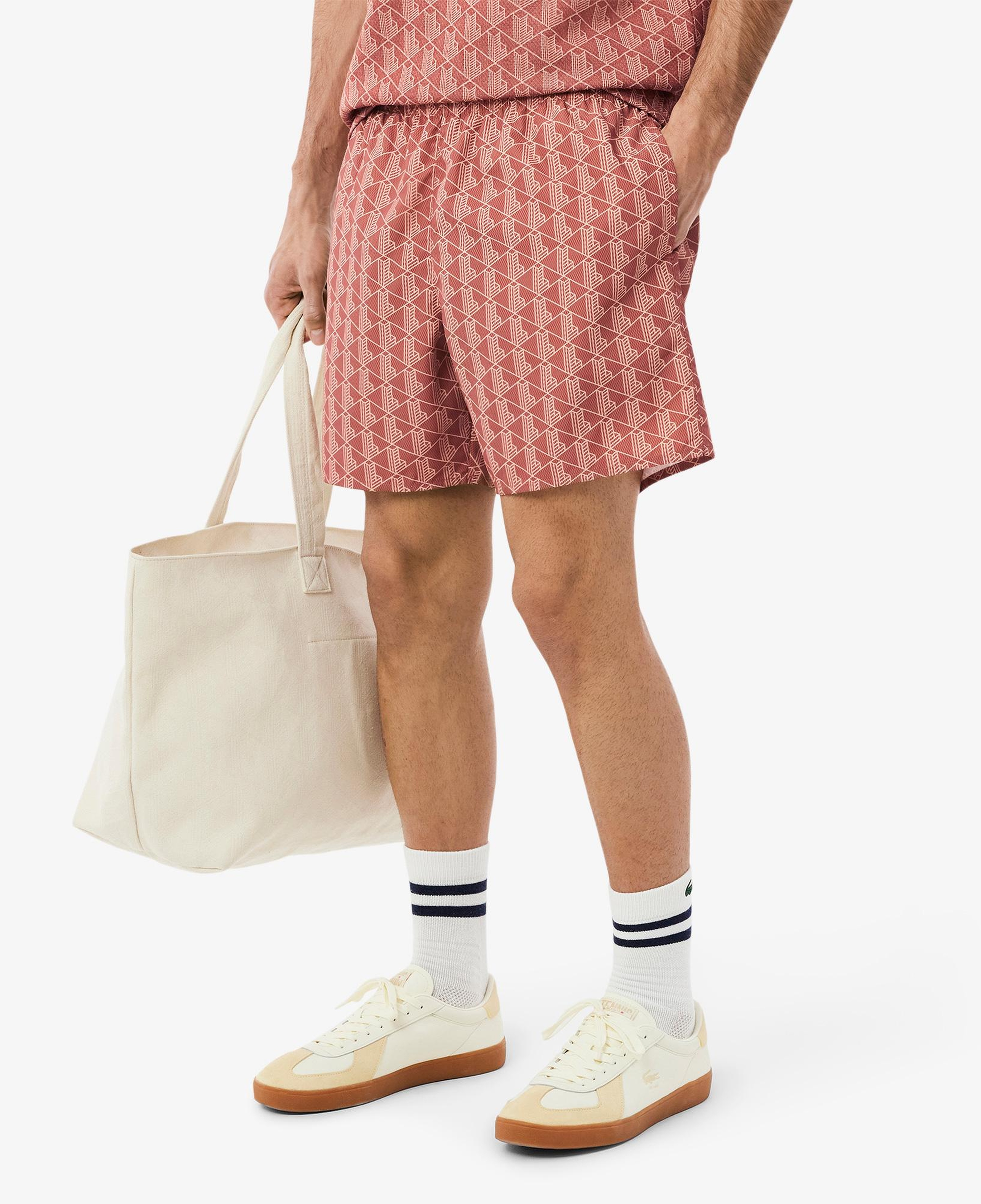 Lacoste Mid Monogram Print Swim Erkek Turuncu Deniz Şortu