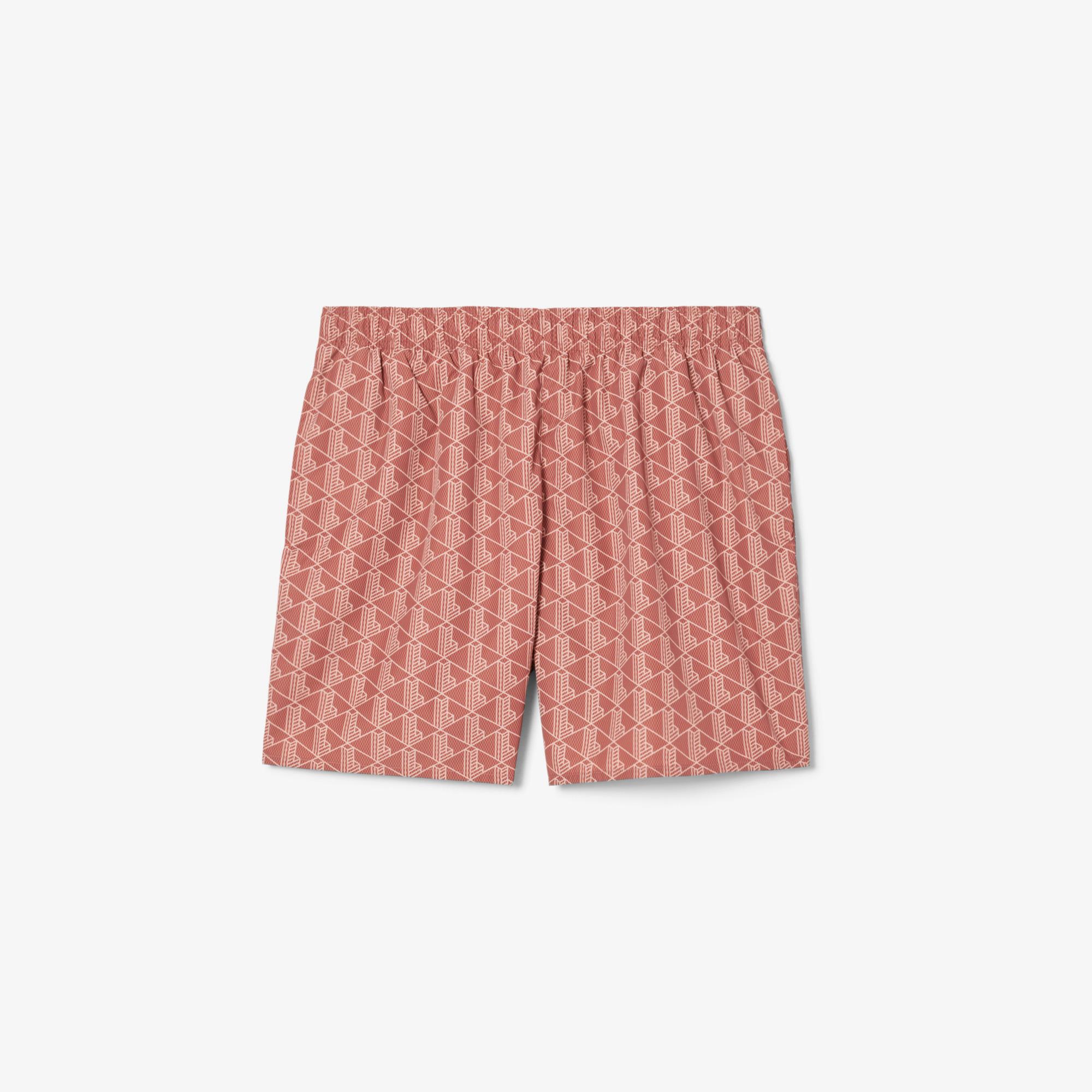 Lacoste Mid Monogram Print Swim Erkek Turuncu Deniz Şortu