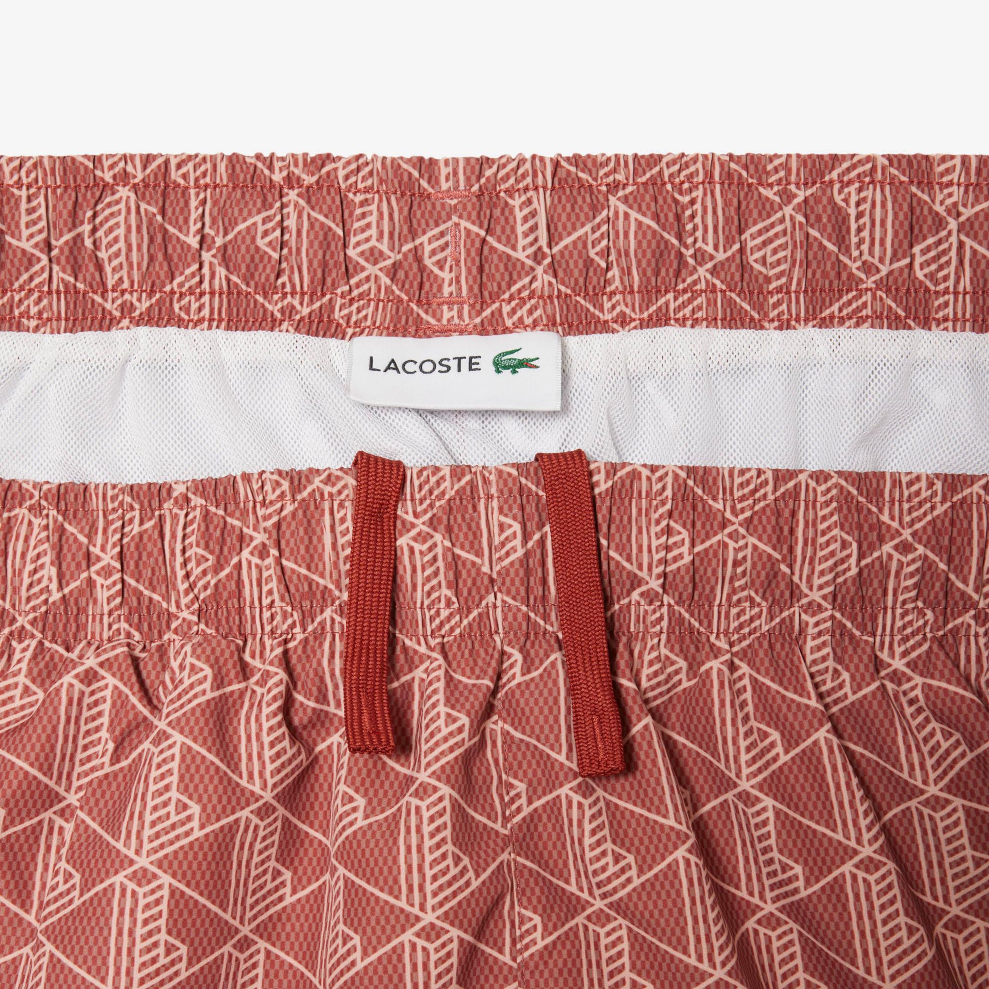 Lacoste Mid Monogram Print Swim Erkek Turuncu Deniz Şortu