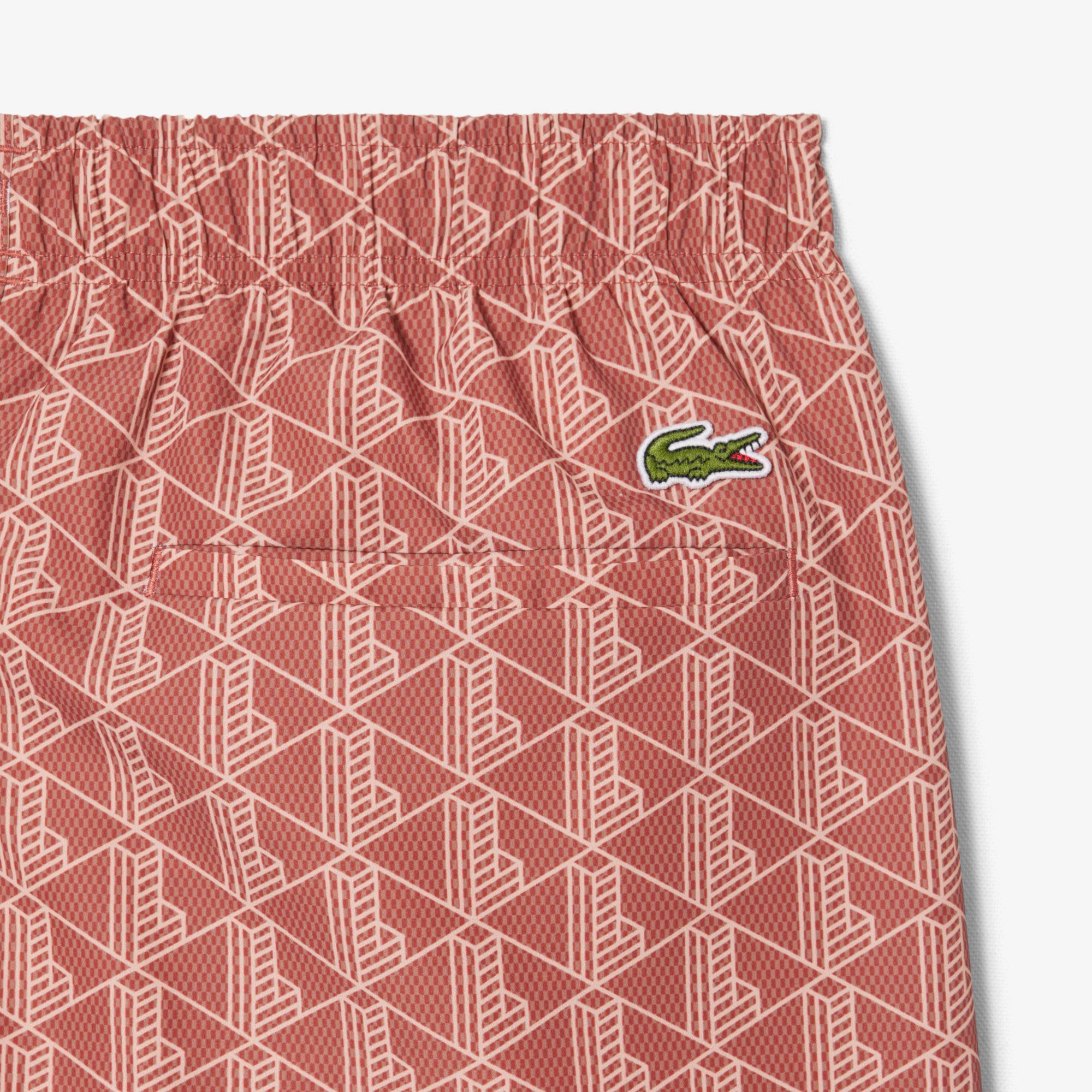 Lacoste Mid Monogram Print Swim Erkek Turuncu Deniz Şortu