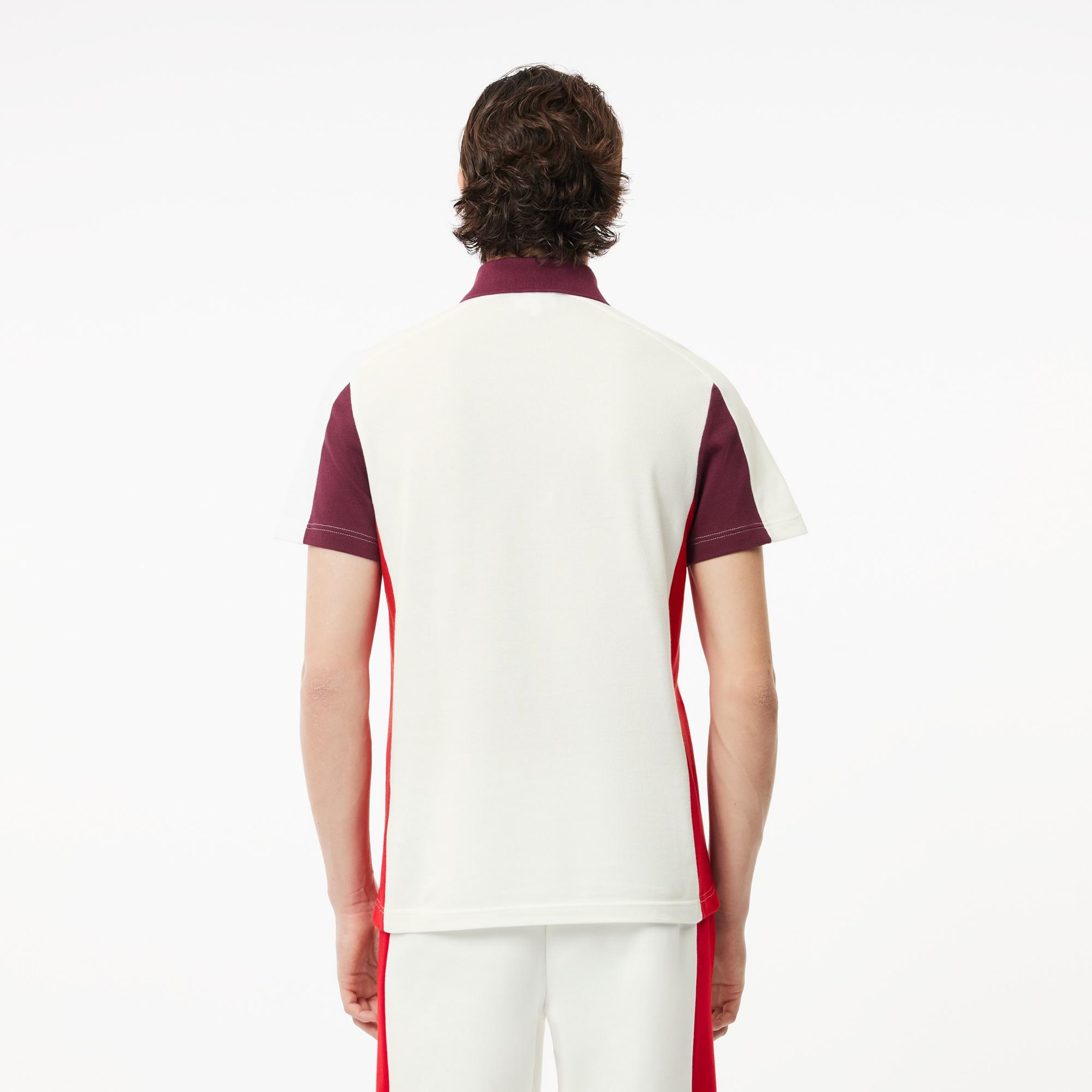 Erkek Regular Fit Renk Bloklu Beyaz Polo