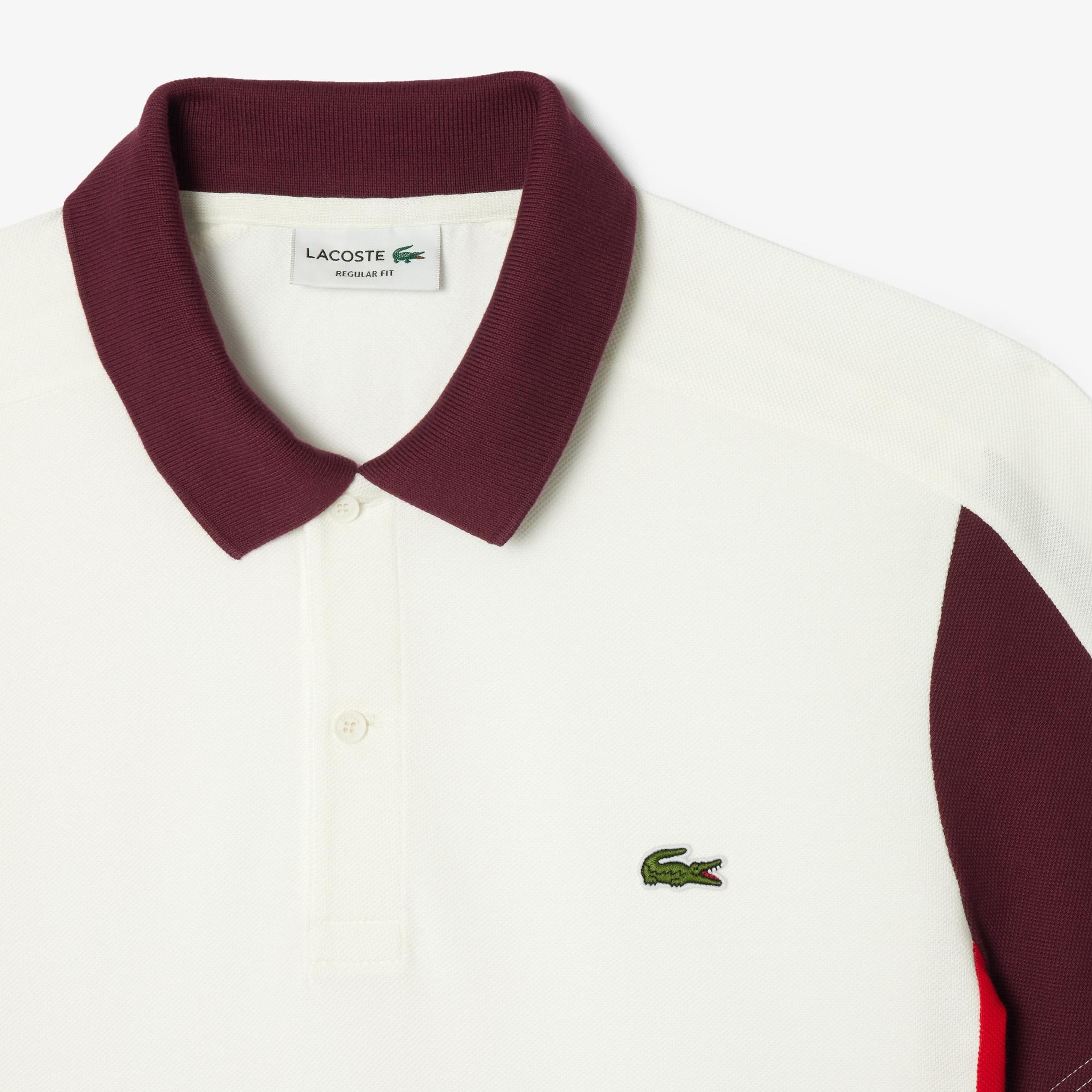 Erkek Regular Fit Renk Bloklu Beyaz Polo