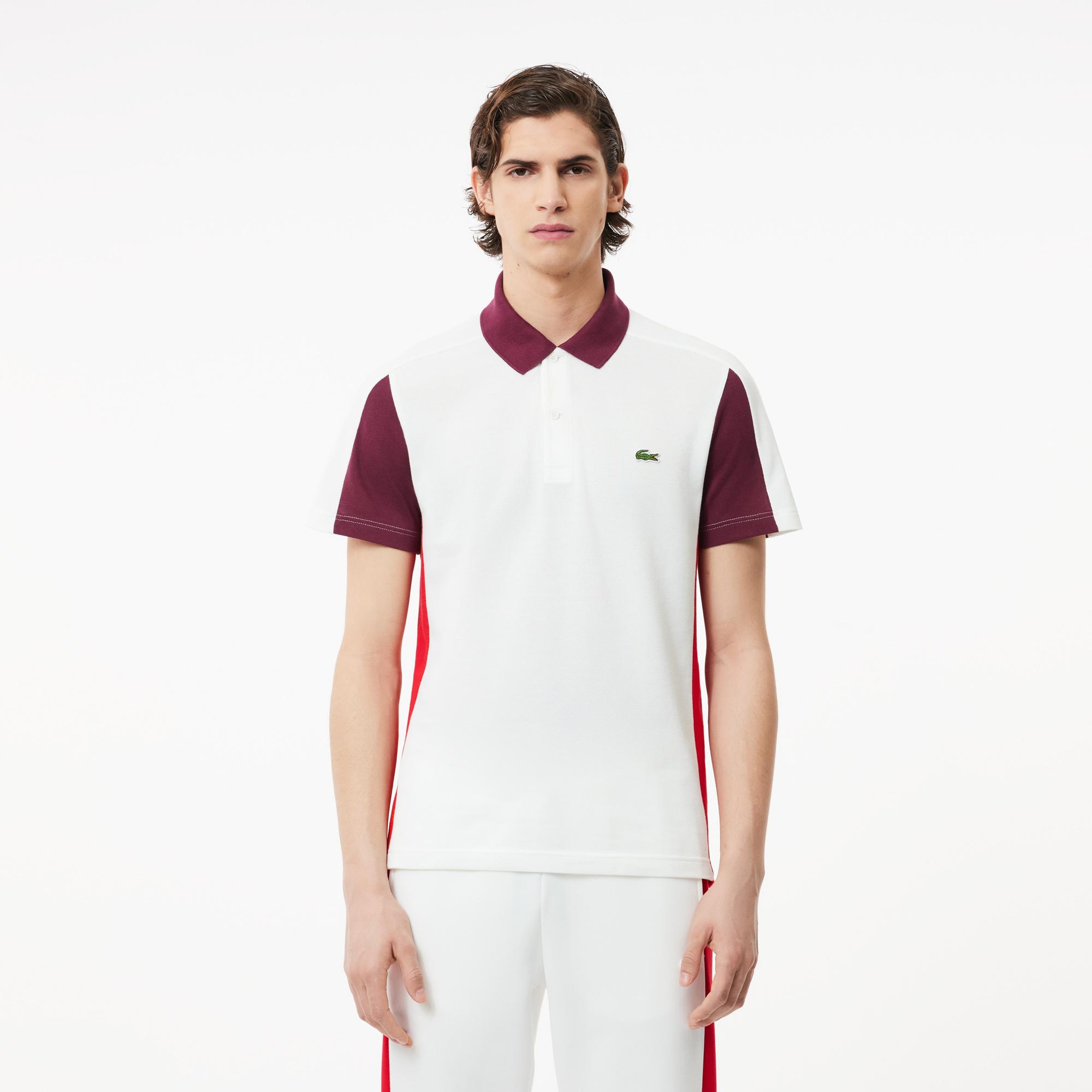 Erkek Regular Fit Renk Bloklu Beyaz Polo