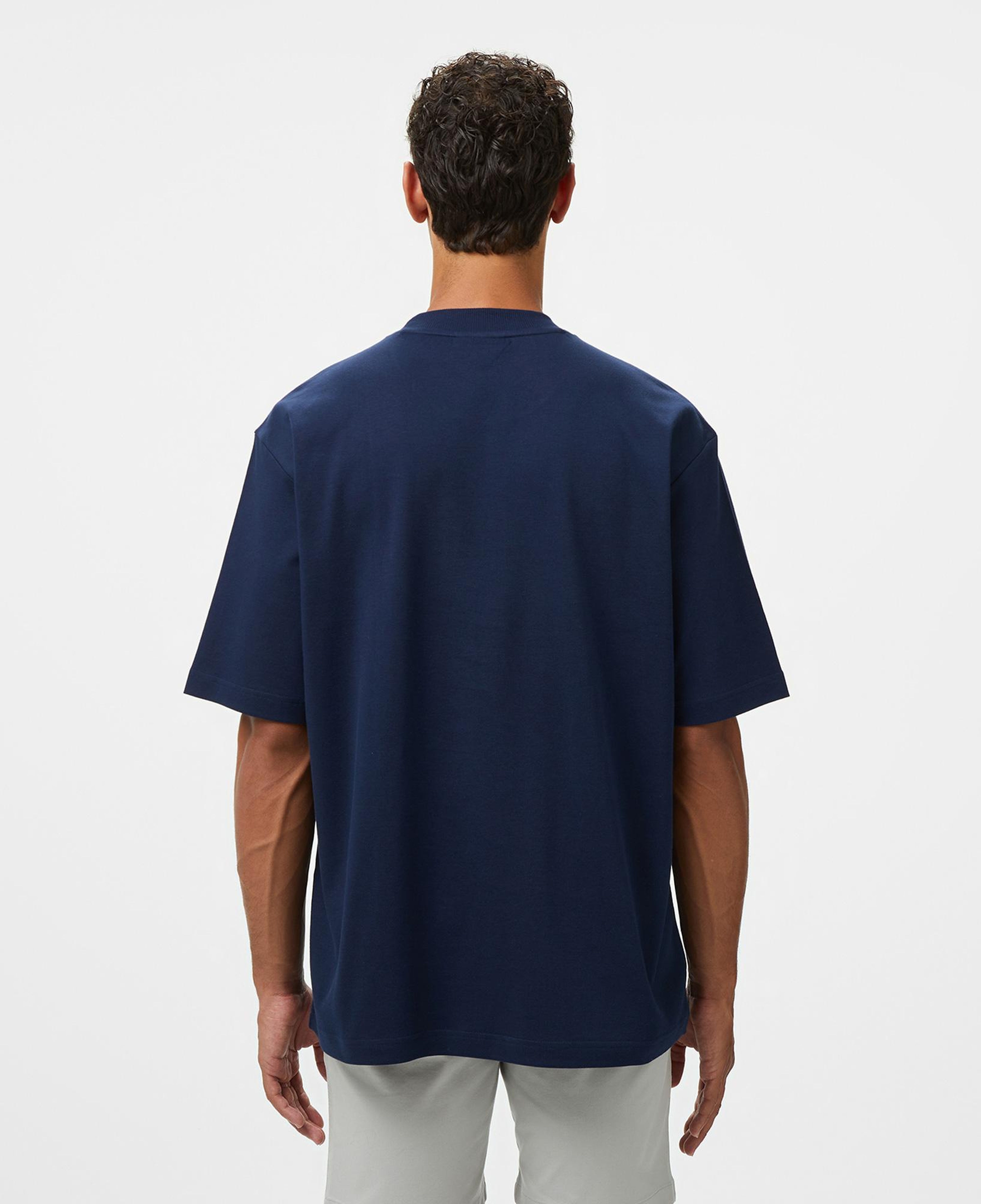 Erkek Bisiklet Yaka Baskılı Lacivert Modal Karışımlı T-Shirt