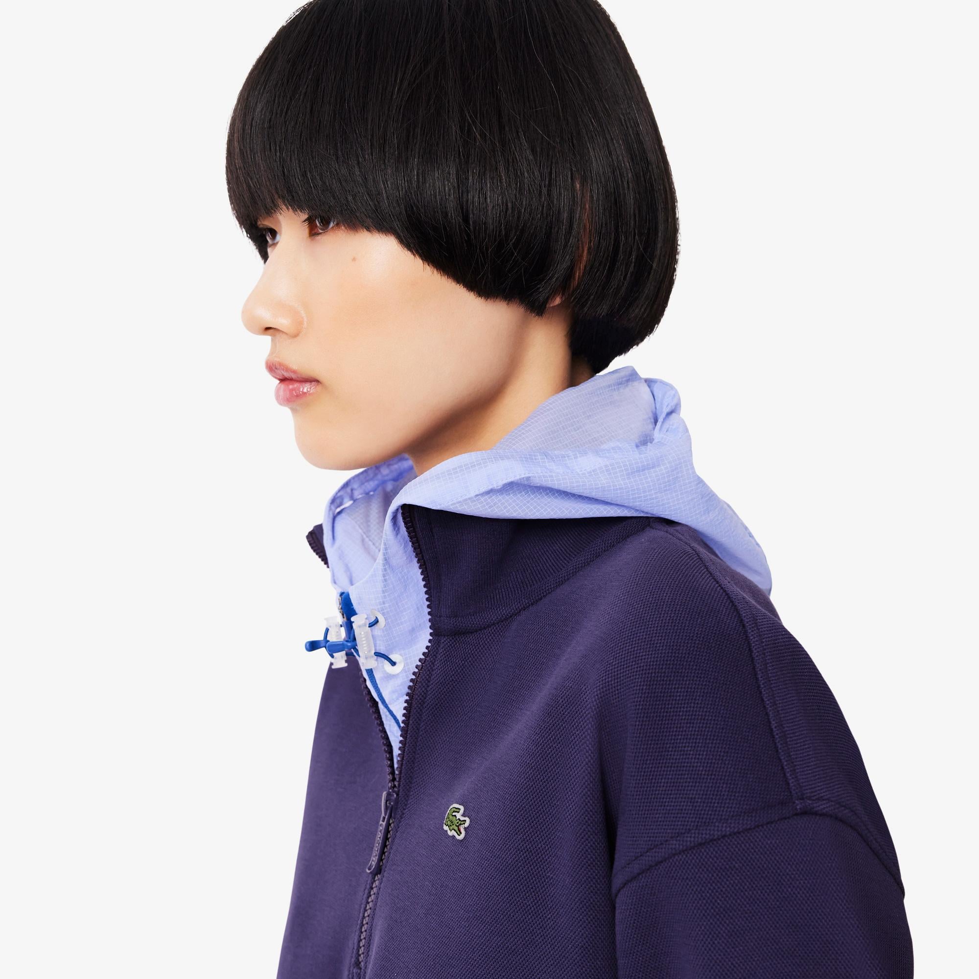 Lacoste Relaxed Fit Yarım Fermuarlı Kadın Mor Sweatshirt