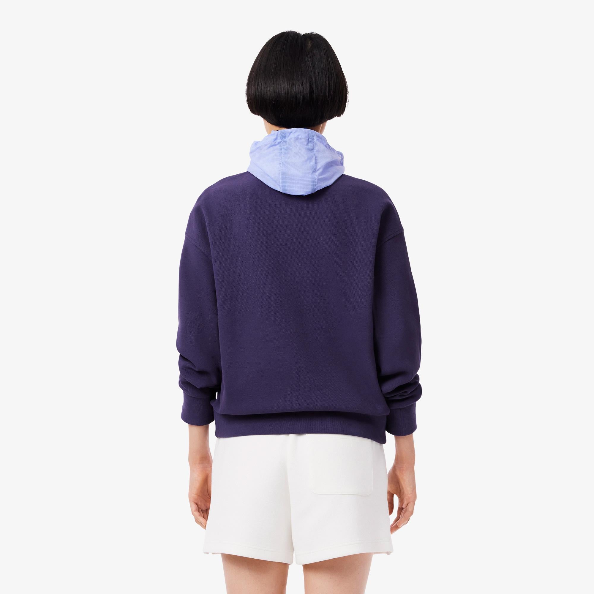 Lacoste Relaxed Fit Yarım Fermuarlı Kadın Mor Sweatshirt