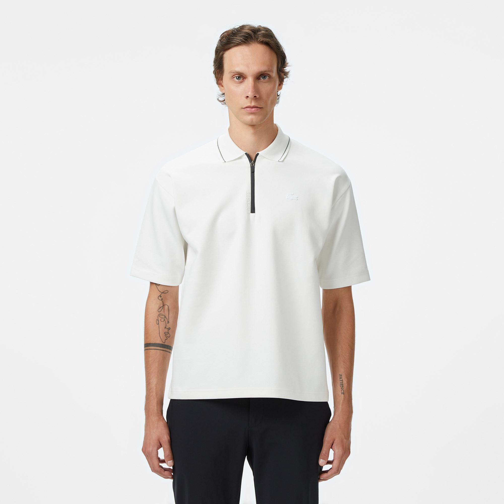 Erkek Oversize Fit Beyaz Polo