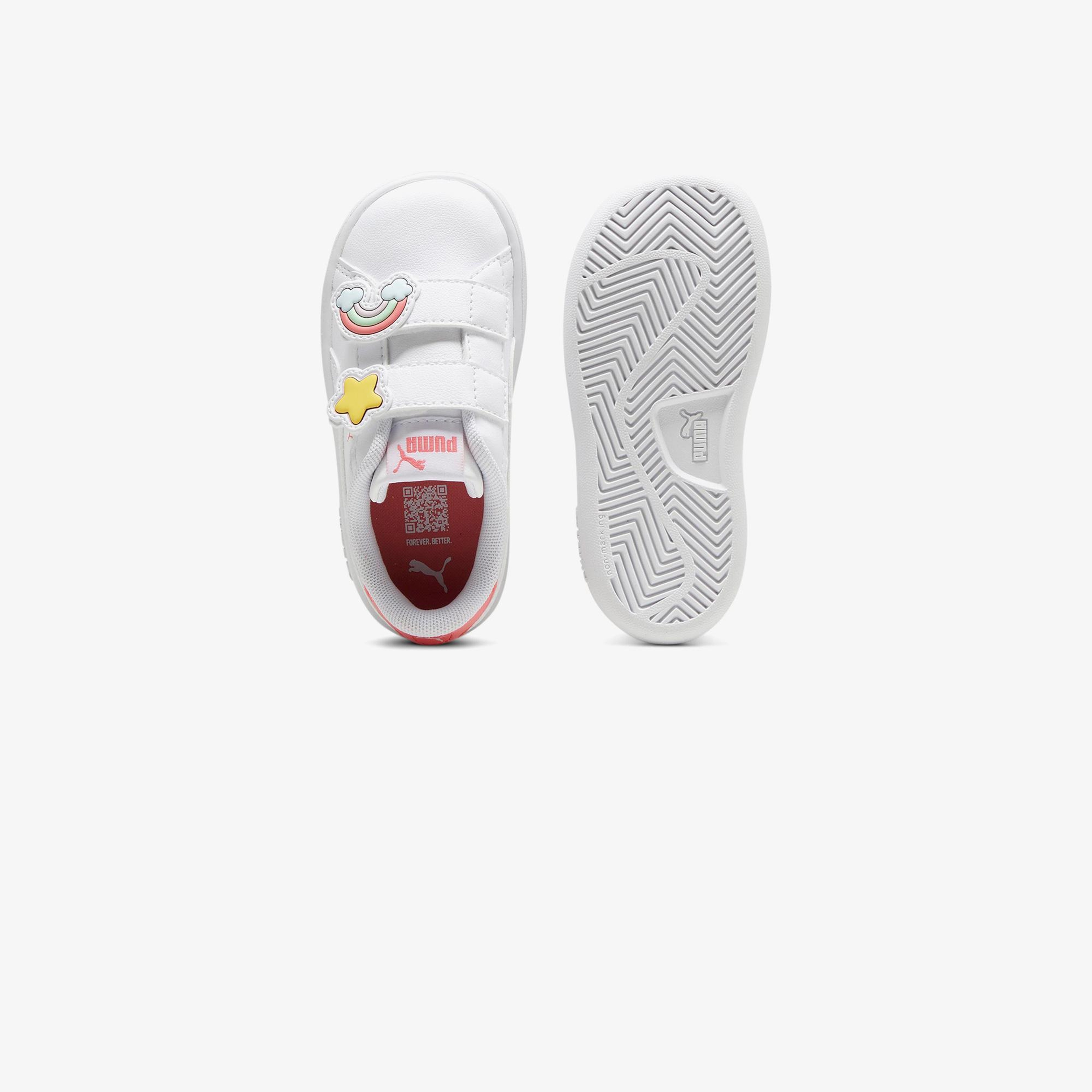 Puma Smash 3.0 Badges V Çocuk Beyaz Spor Ayakkabı