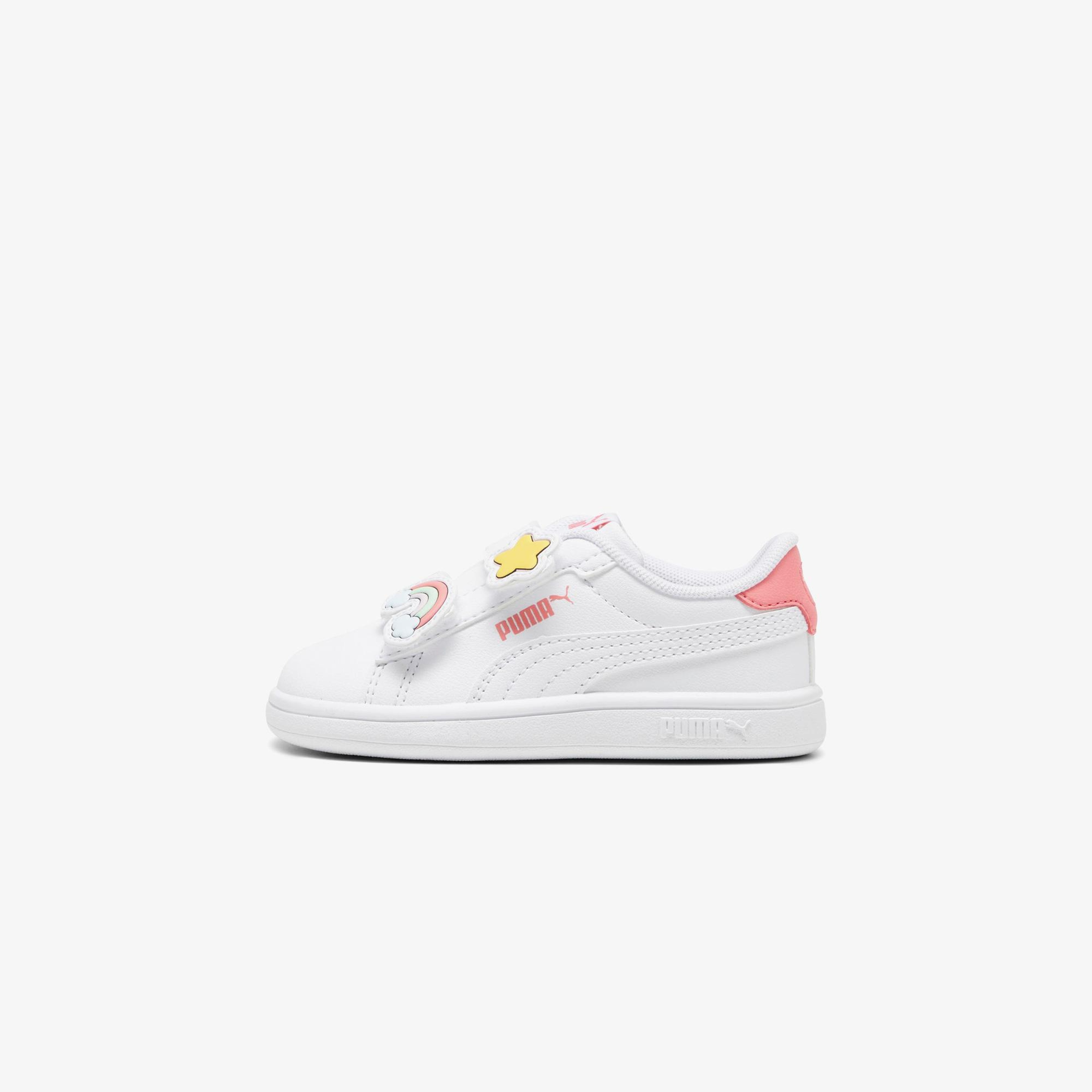 Puma Smash 3.0 Badges V Çocuk Beyaz Spor Ayakkabı