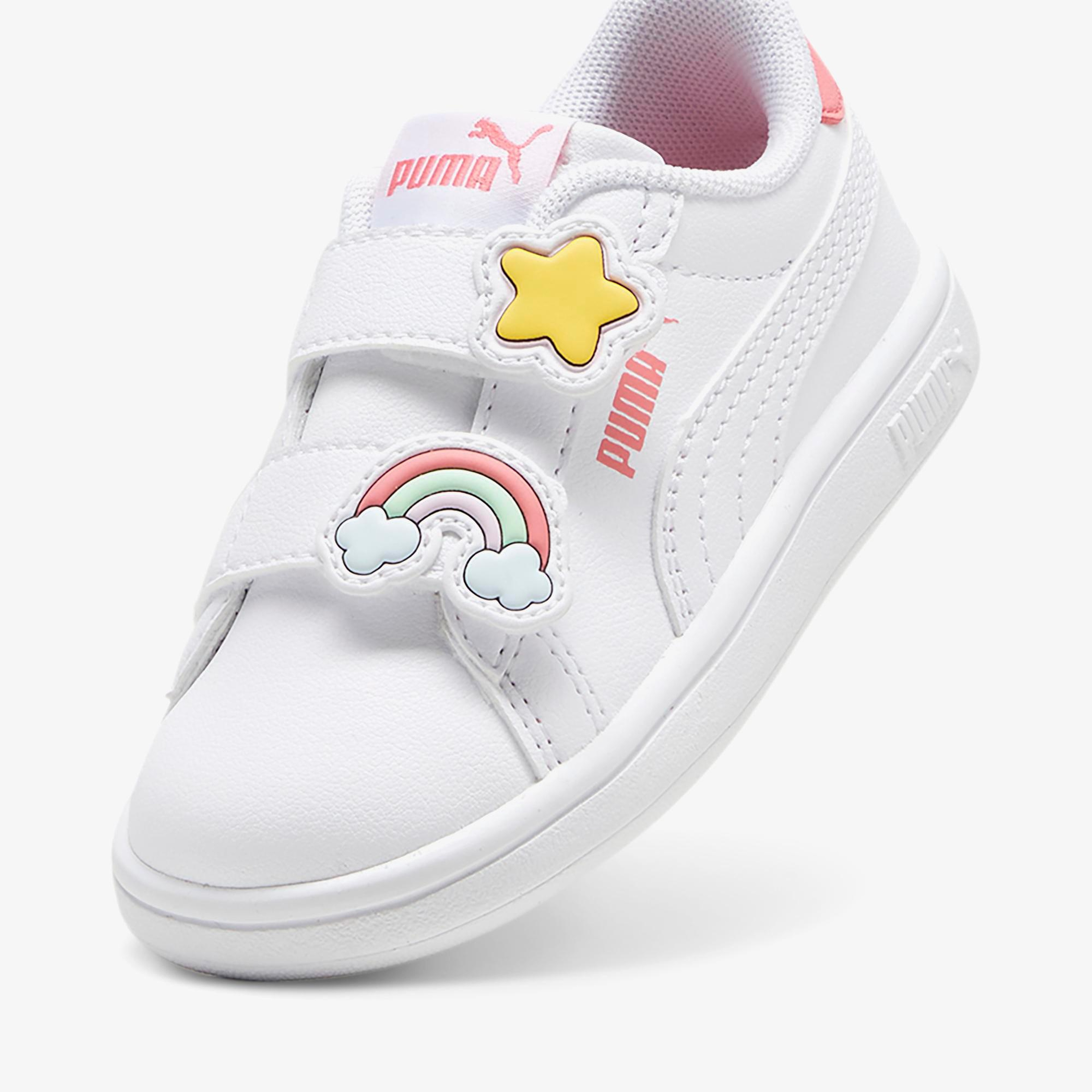 Puma Smash 3.0 Badges V Çocuk Beyaz Spor Ayakkabı