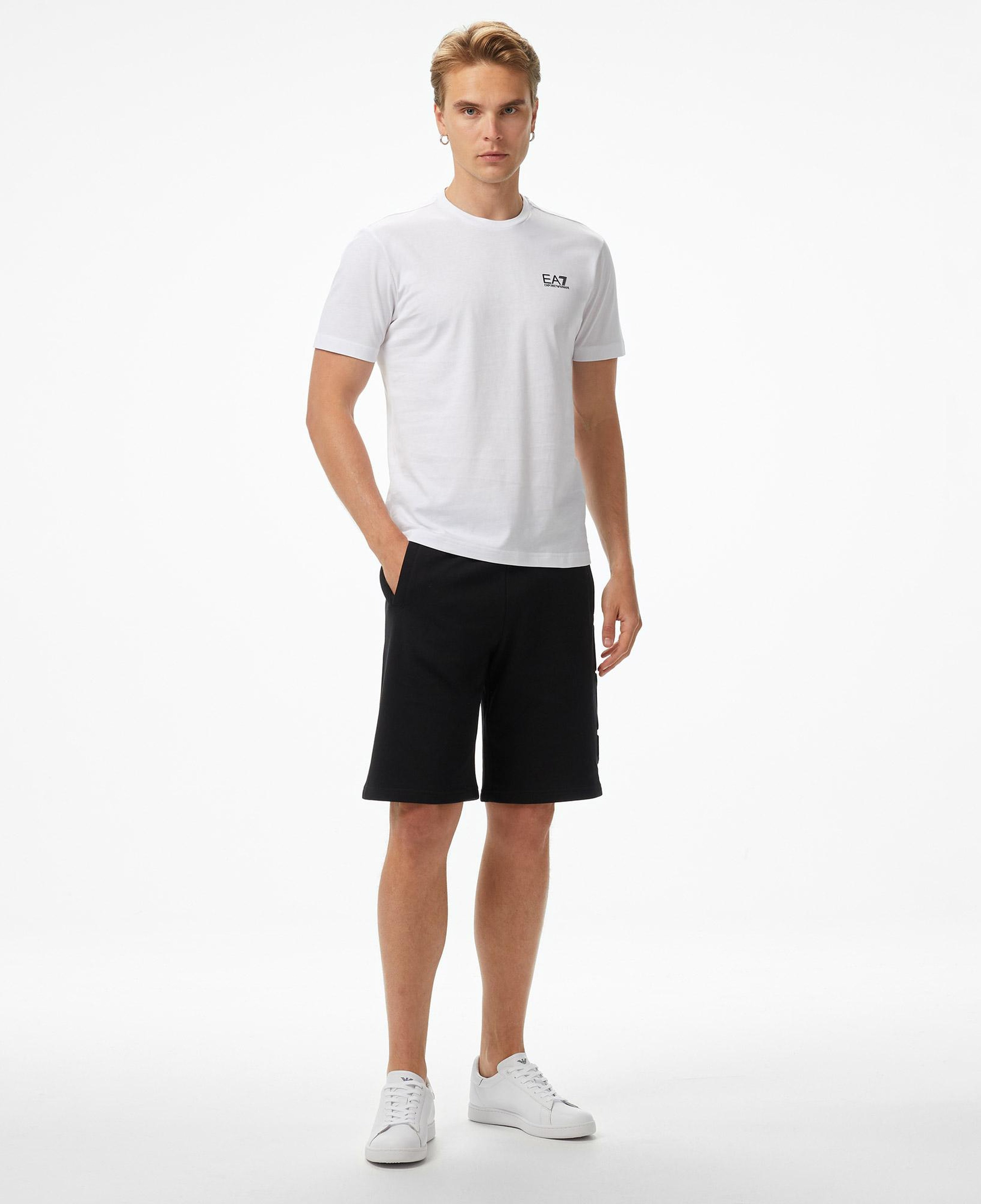EA7 Erkek Beyaz Bisiklet Yaka T-Shirt