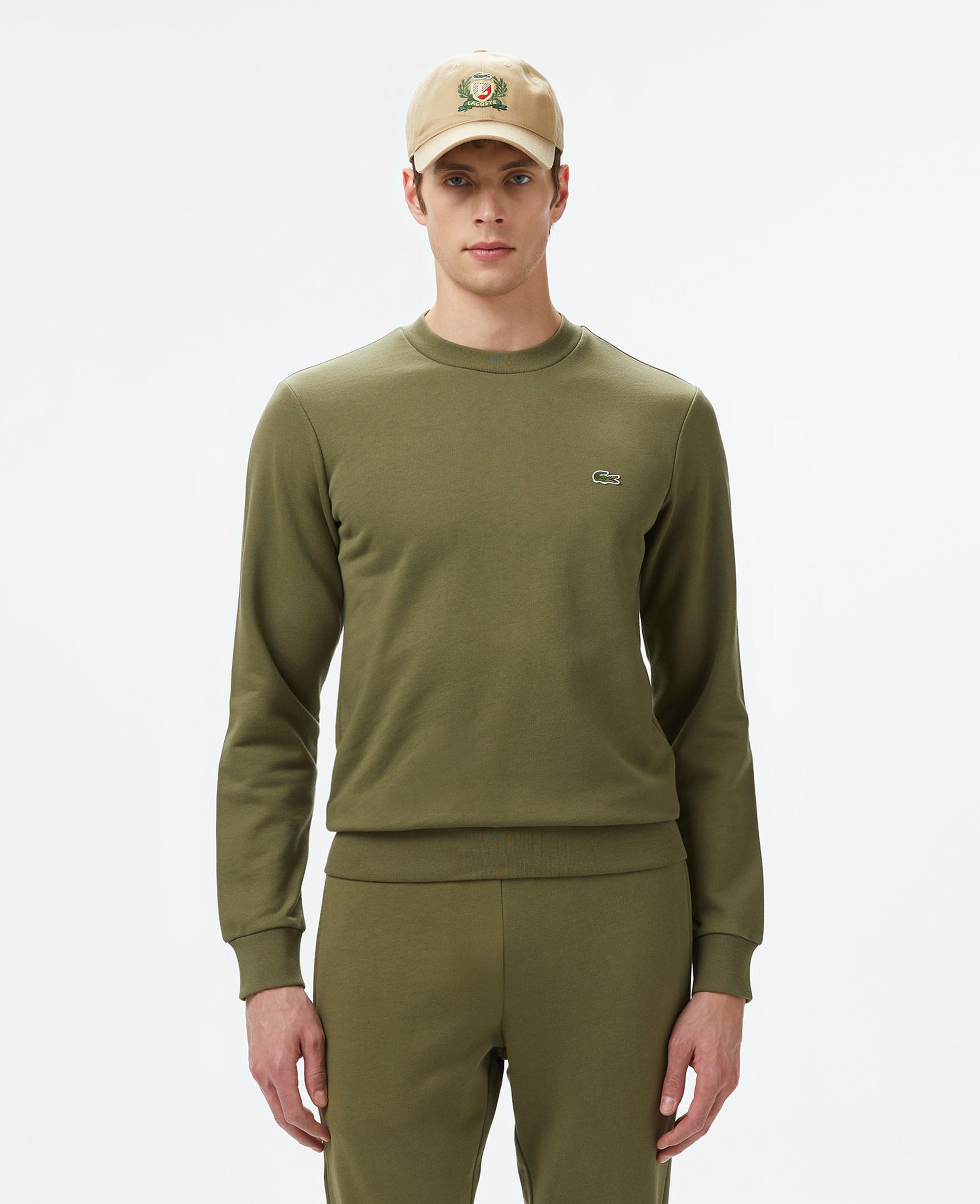 Erkek Classic Fit Bisiklet Yaka Haki Sweatshirt