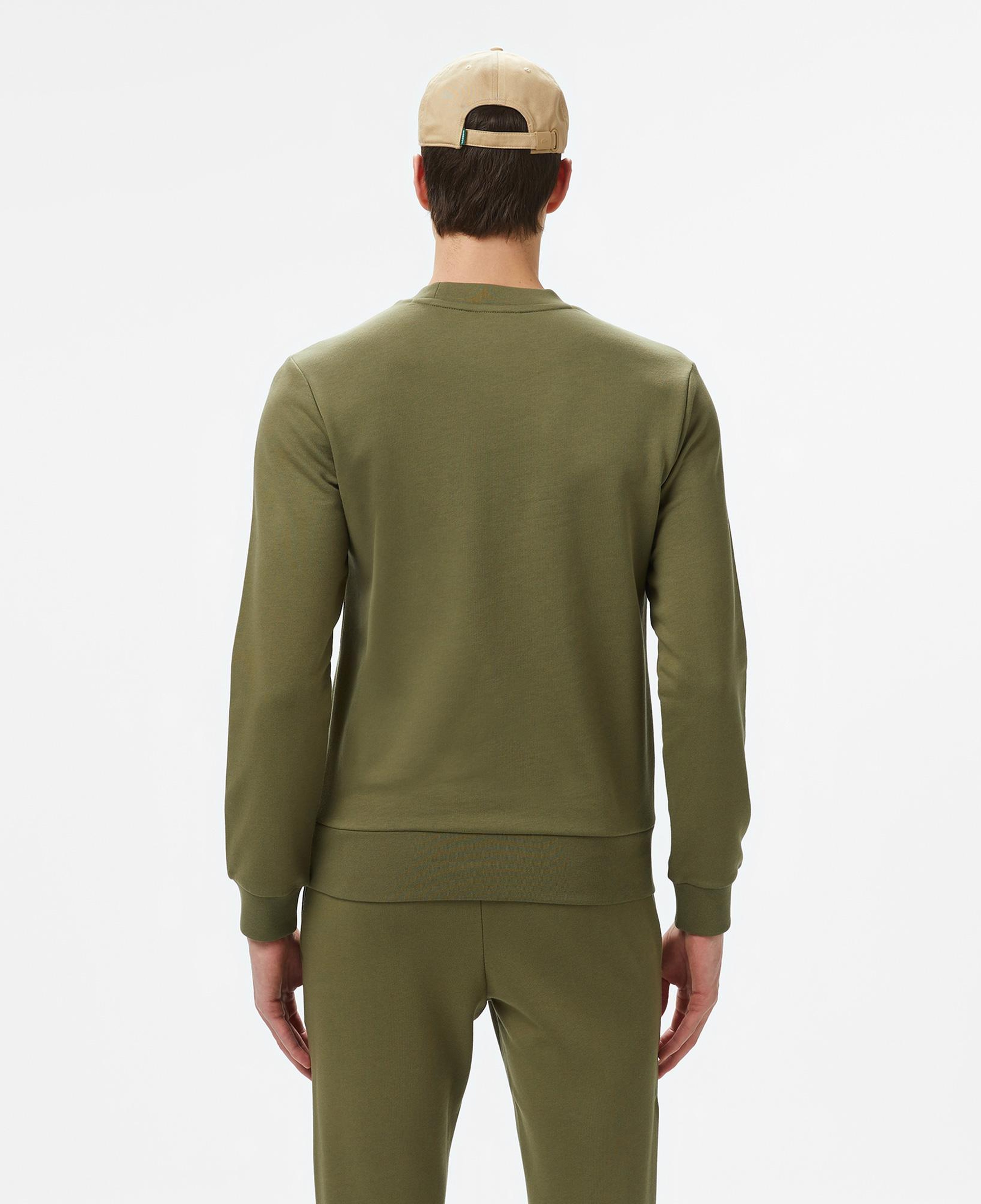 Erkek Classic Fit Bisiklet Yaka Haki Sweatshirt