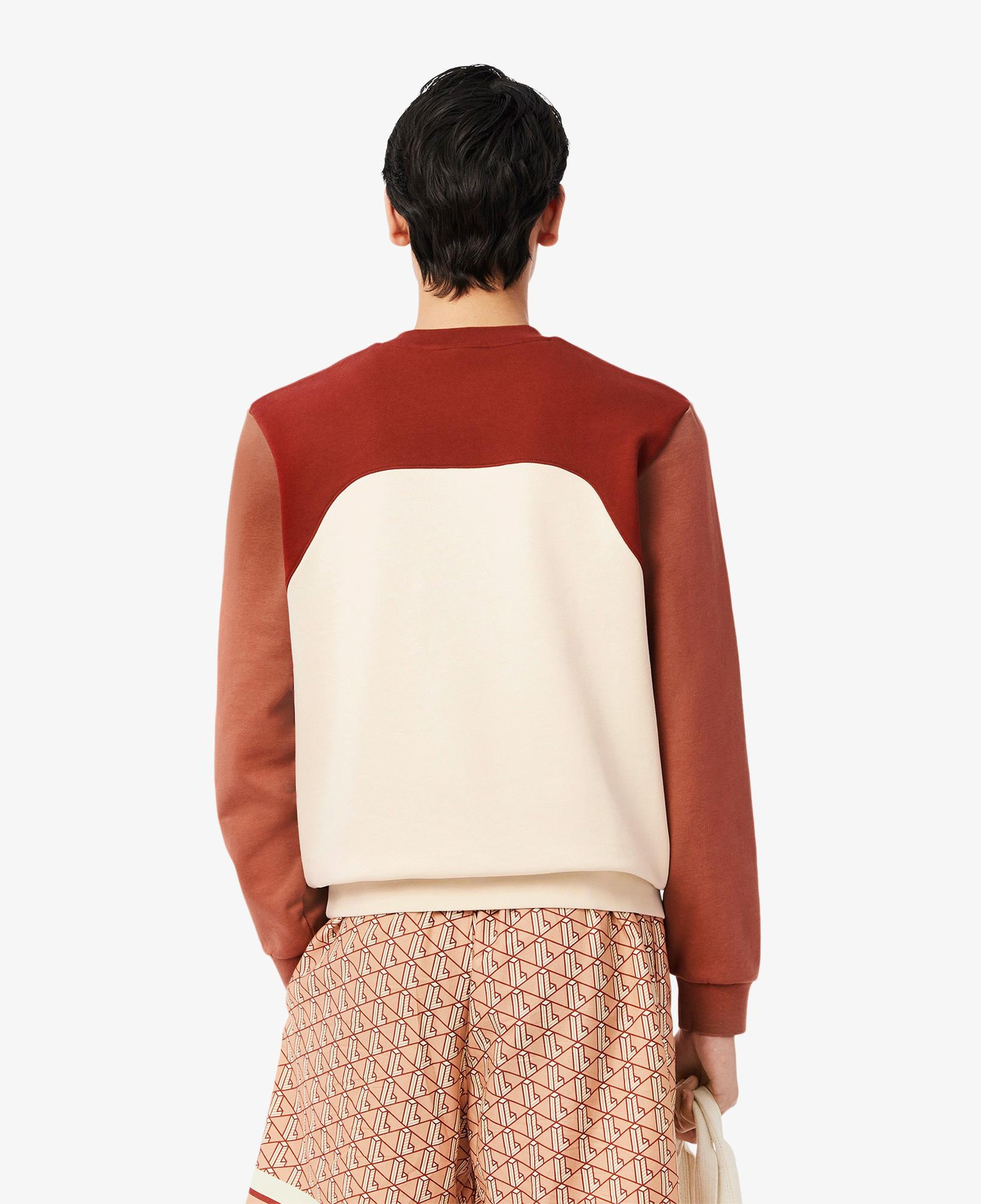 Erkek Classic Fit Bisiklet Yaka Renk Bloklu Bordo Sweatshirt