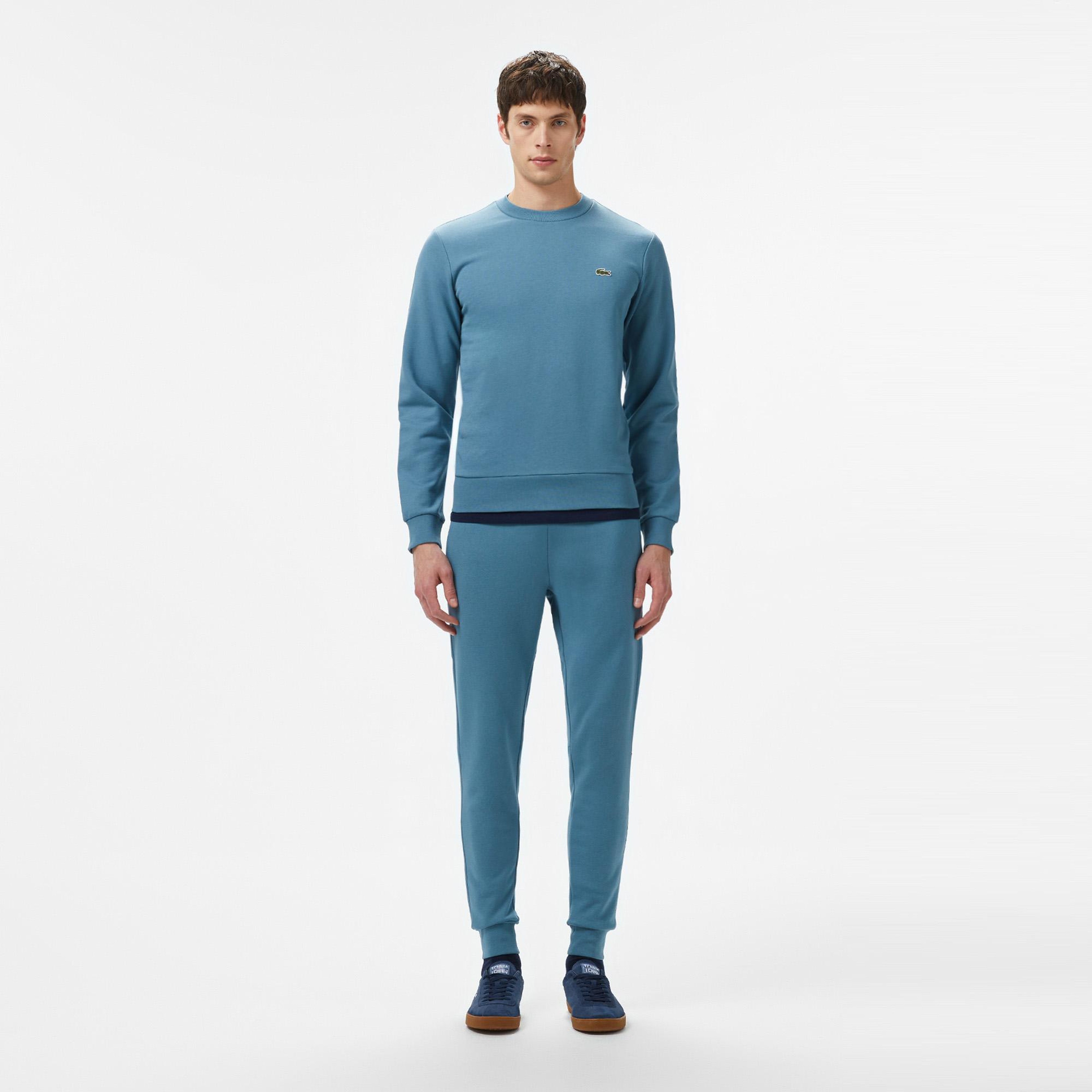 Erkek Classic Fit Bisiklet Yaka Mavi Sweatshirt