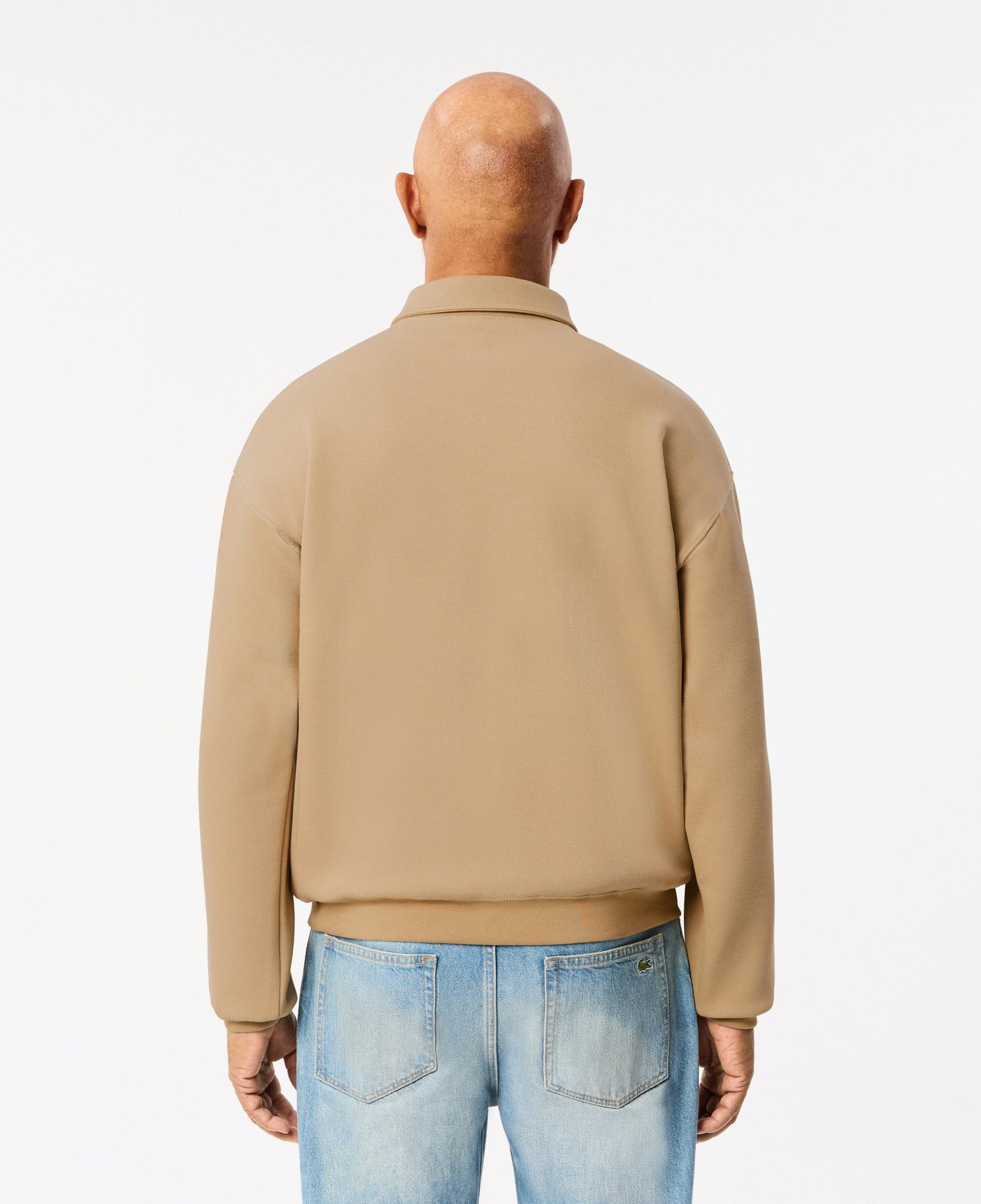 Erkek Loose Fit Polo Yaka Kahverengi Sweatshirt