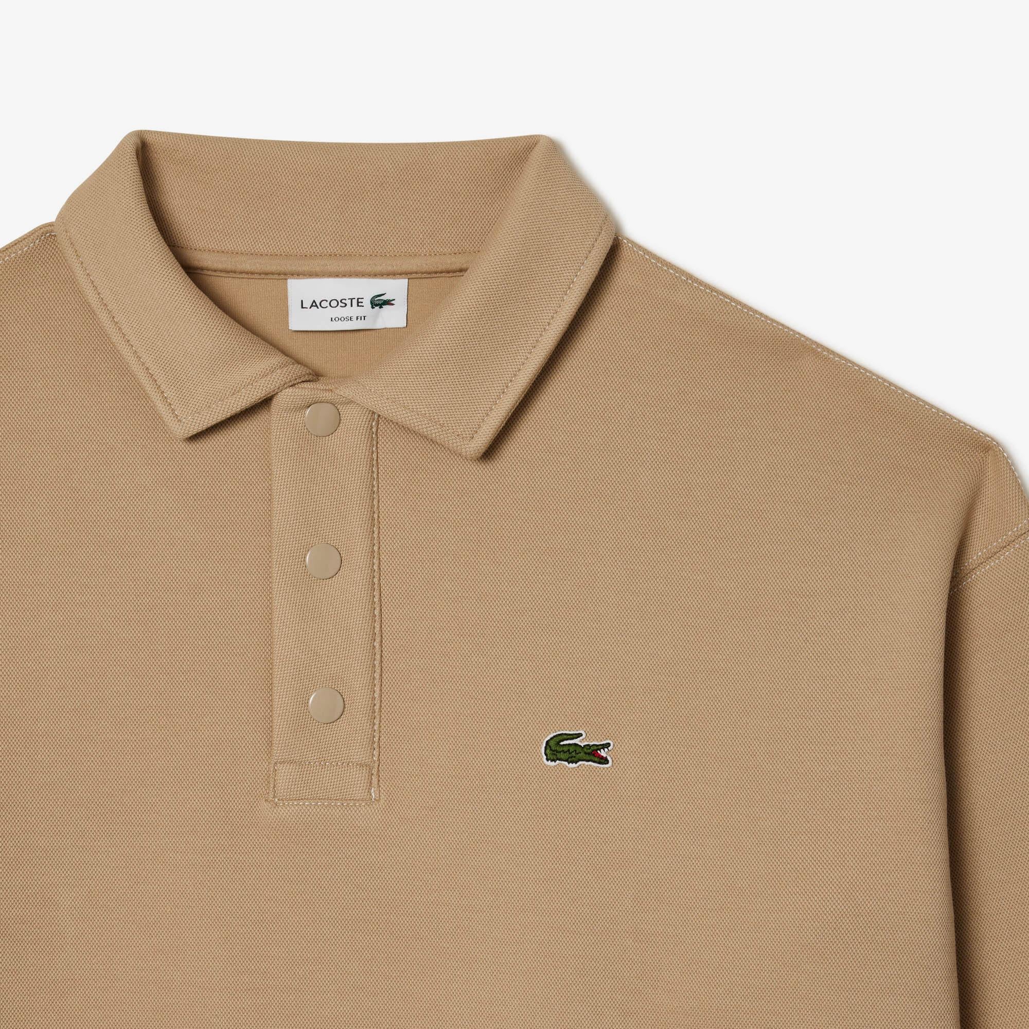 Erkek Loose Fit Polo Yaka Kahverengi Sweatshirt