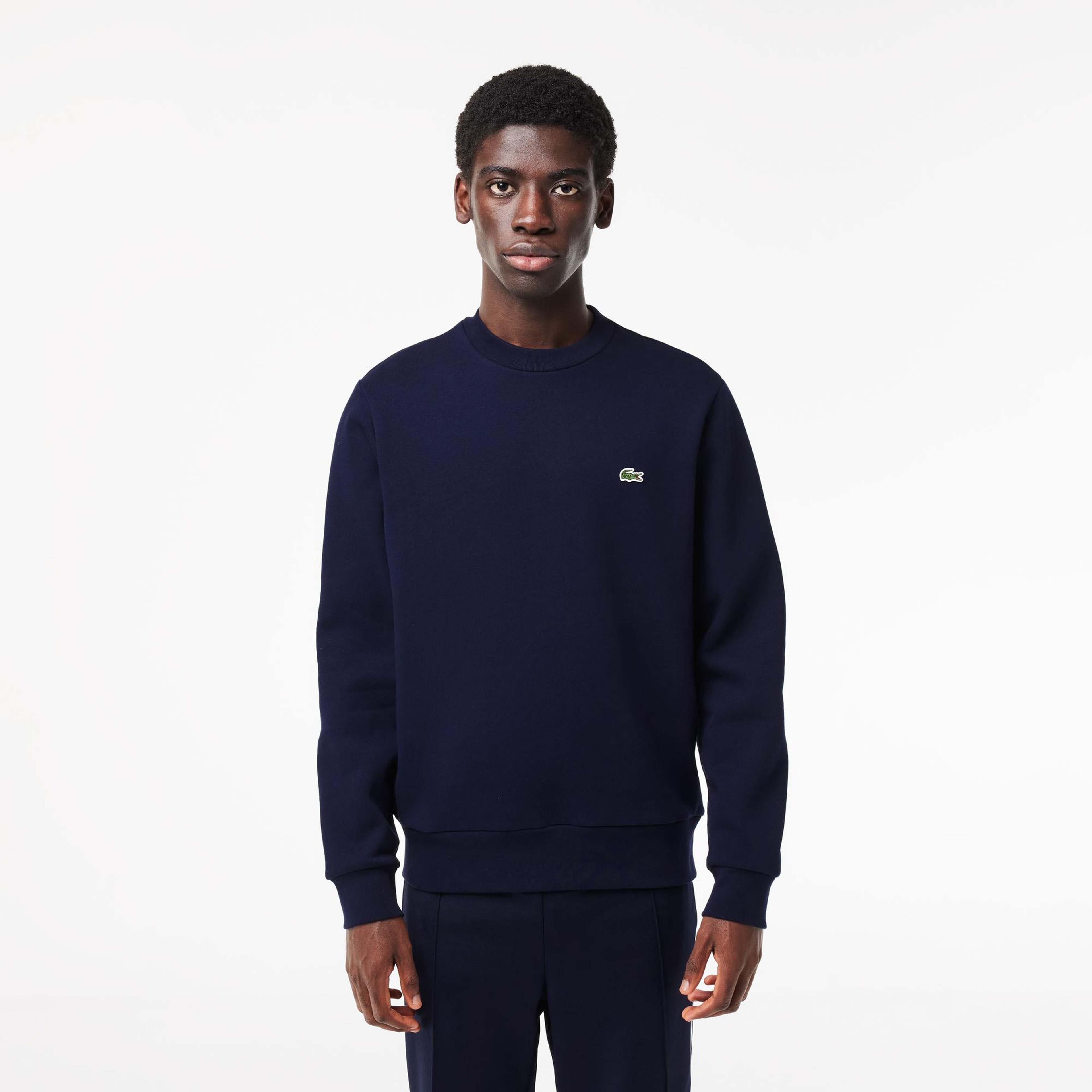 Erkek Classic Fit Bisiklet Yaka Organik Pamuk Lacivert Sweatshirt