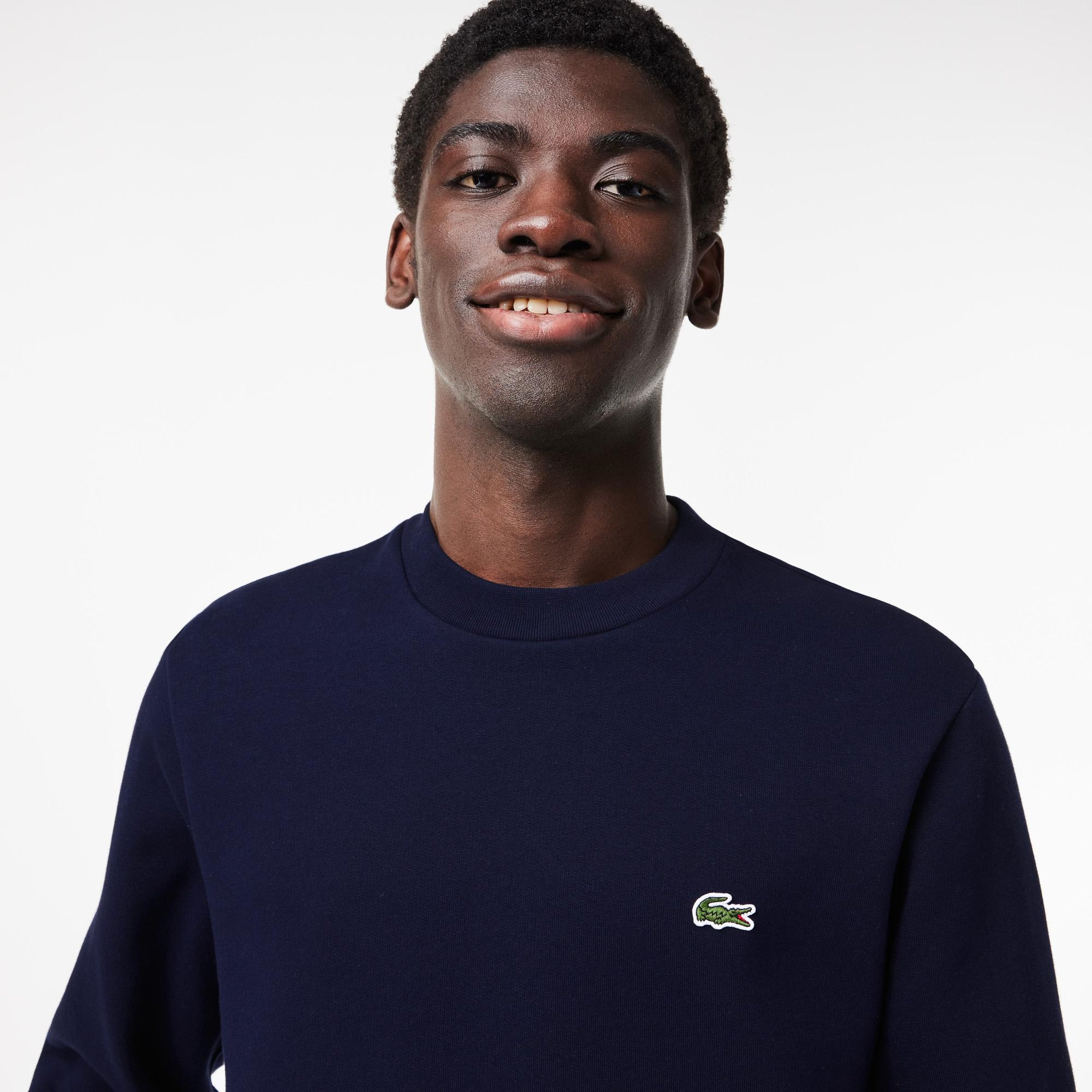 Erkek Classic Fit Bisiklet Yaka Organik Pamuk Lacivert Sweatshirt