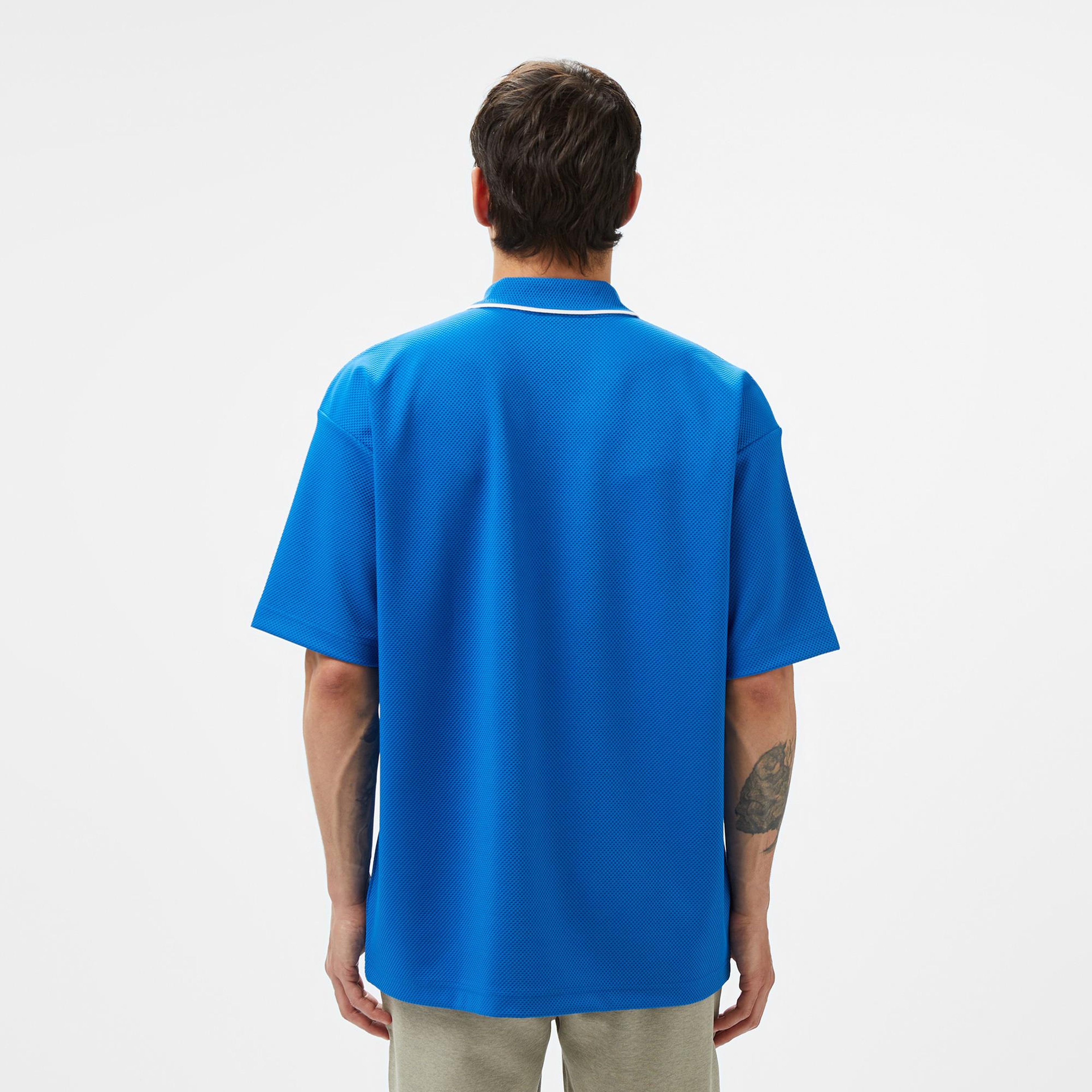 Erkek Oversize Fit Mavi Polo