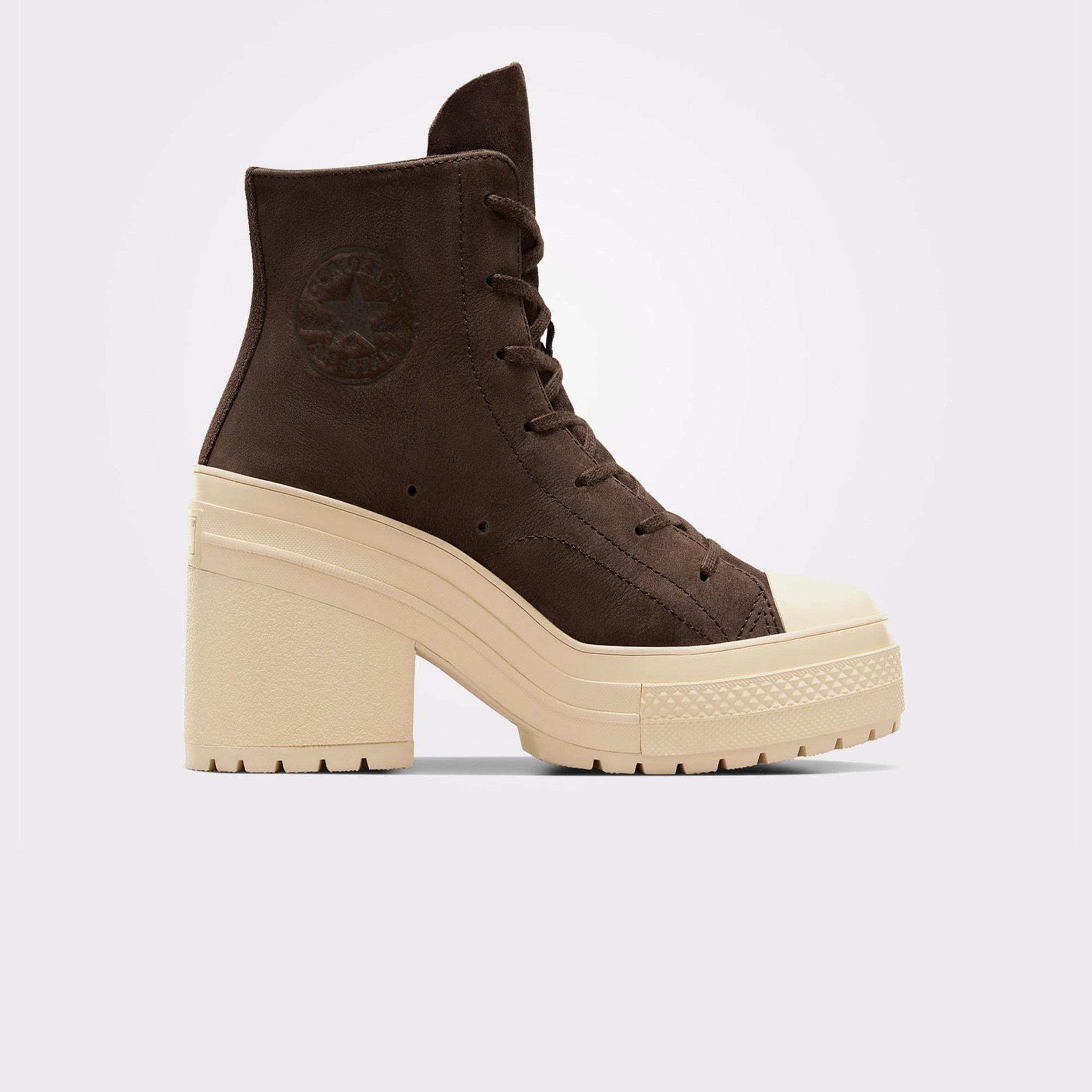 Converse Chuck 70 De Luxe Heel Unisex Kahverengi Deri Platform Sneaker
