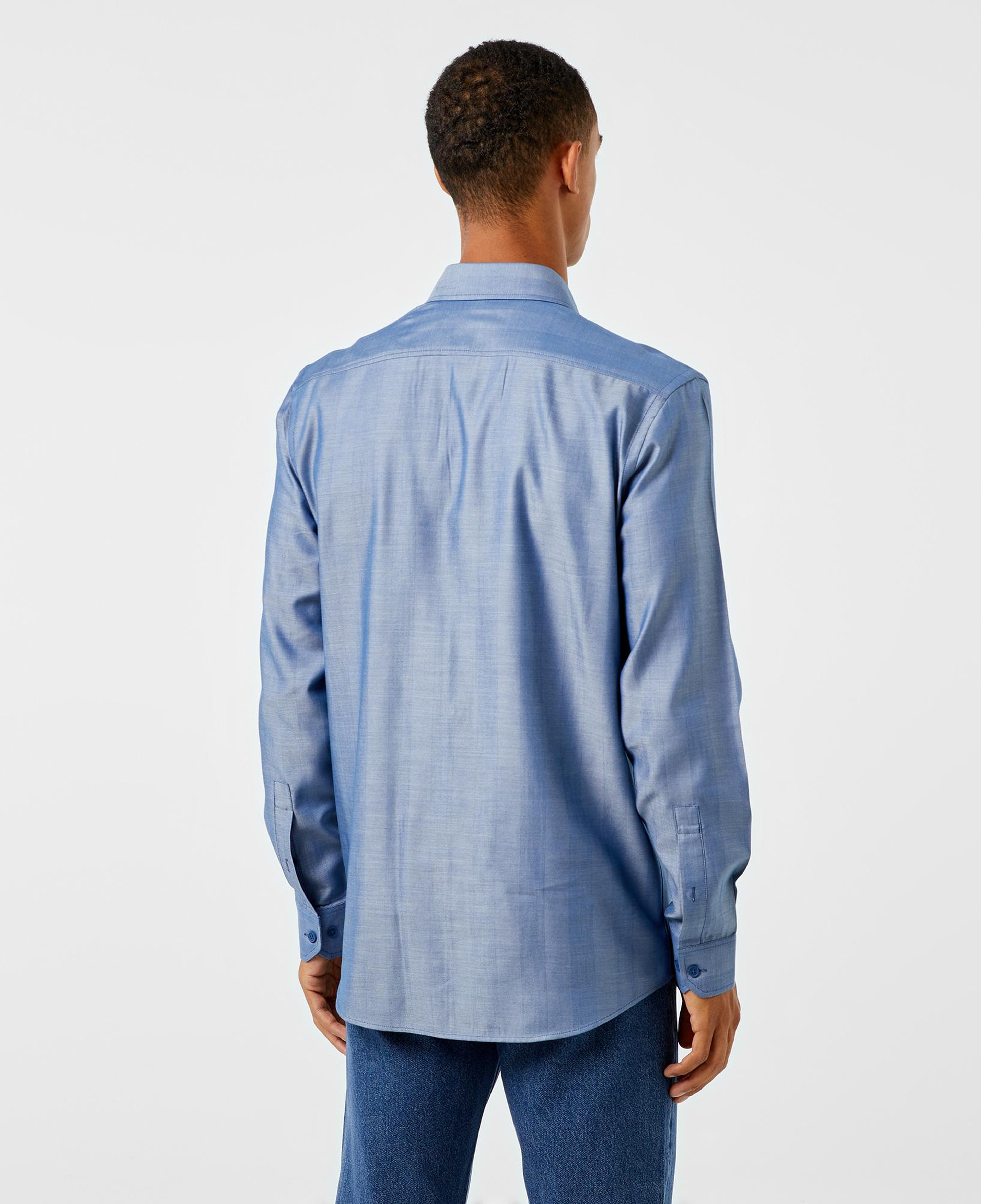 Erkek Slim Fit Düğmeli Yaka Koyu Mavi Gömlek