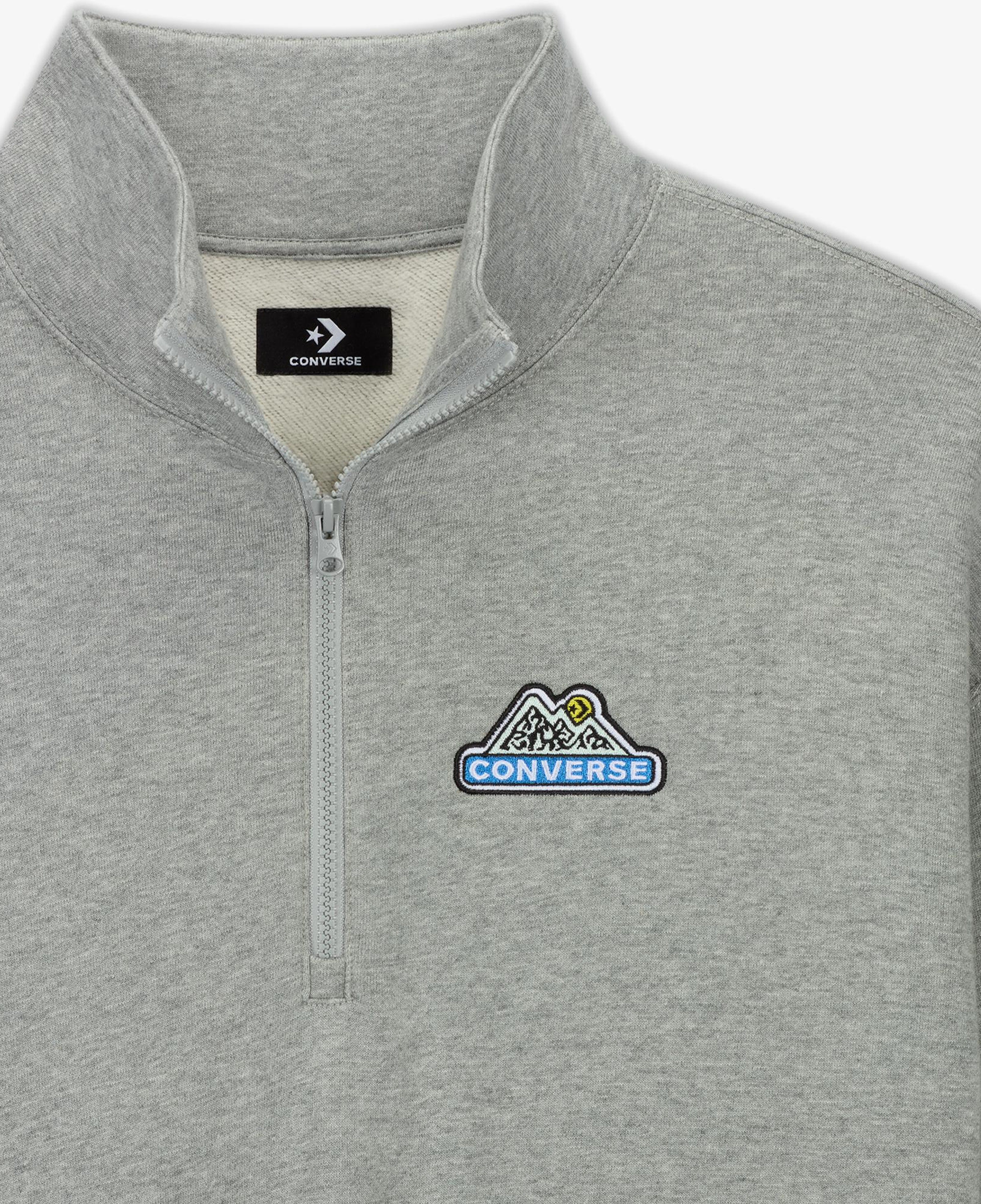 Converse Loose Fit Yarım Fermuarlı Erkek Gri Sweatshirt