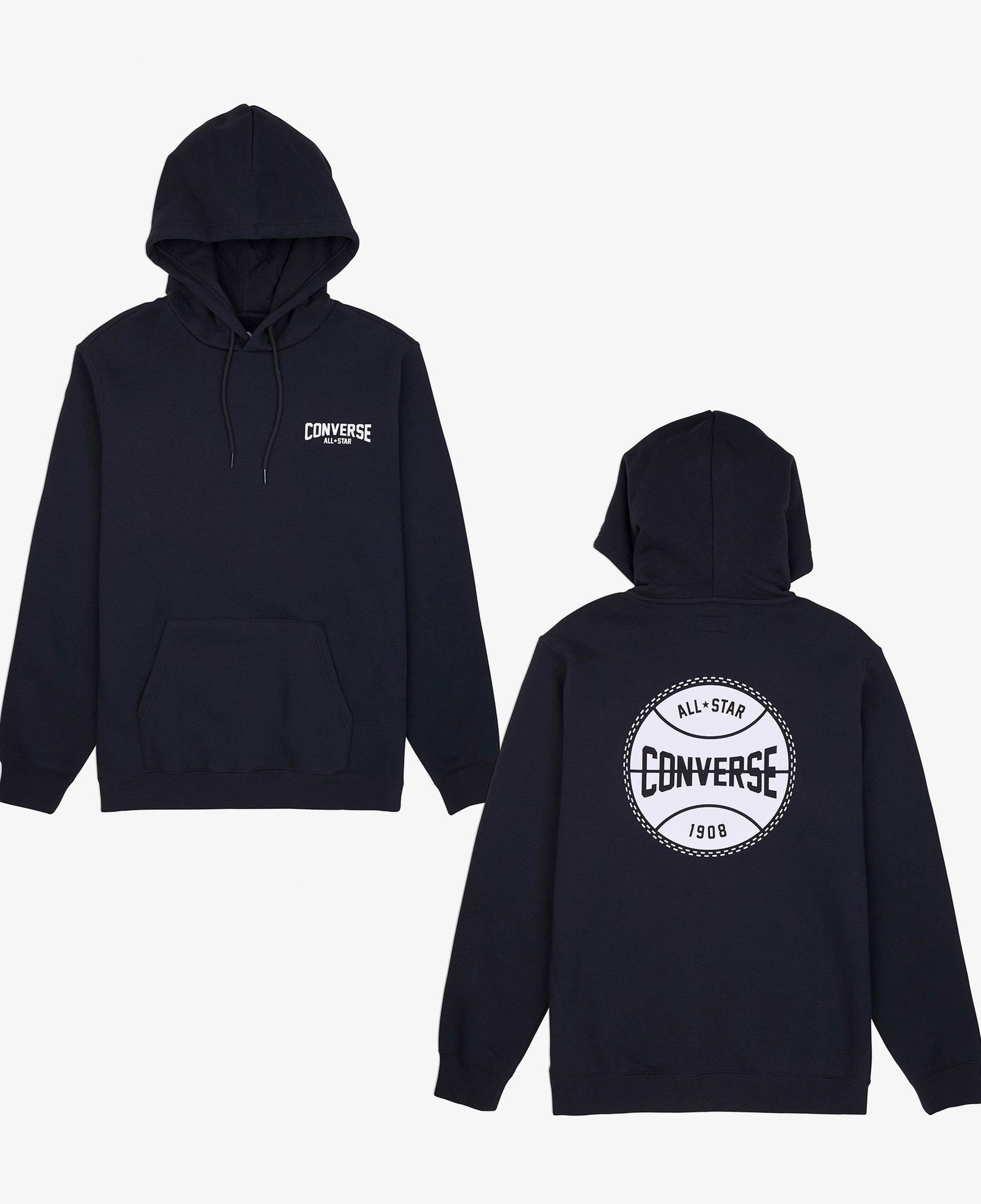 Converse Classic Erkek Grafik Baskılı Siyah Hoodie