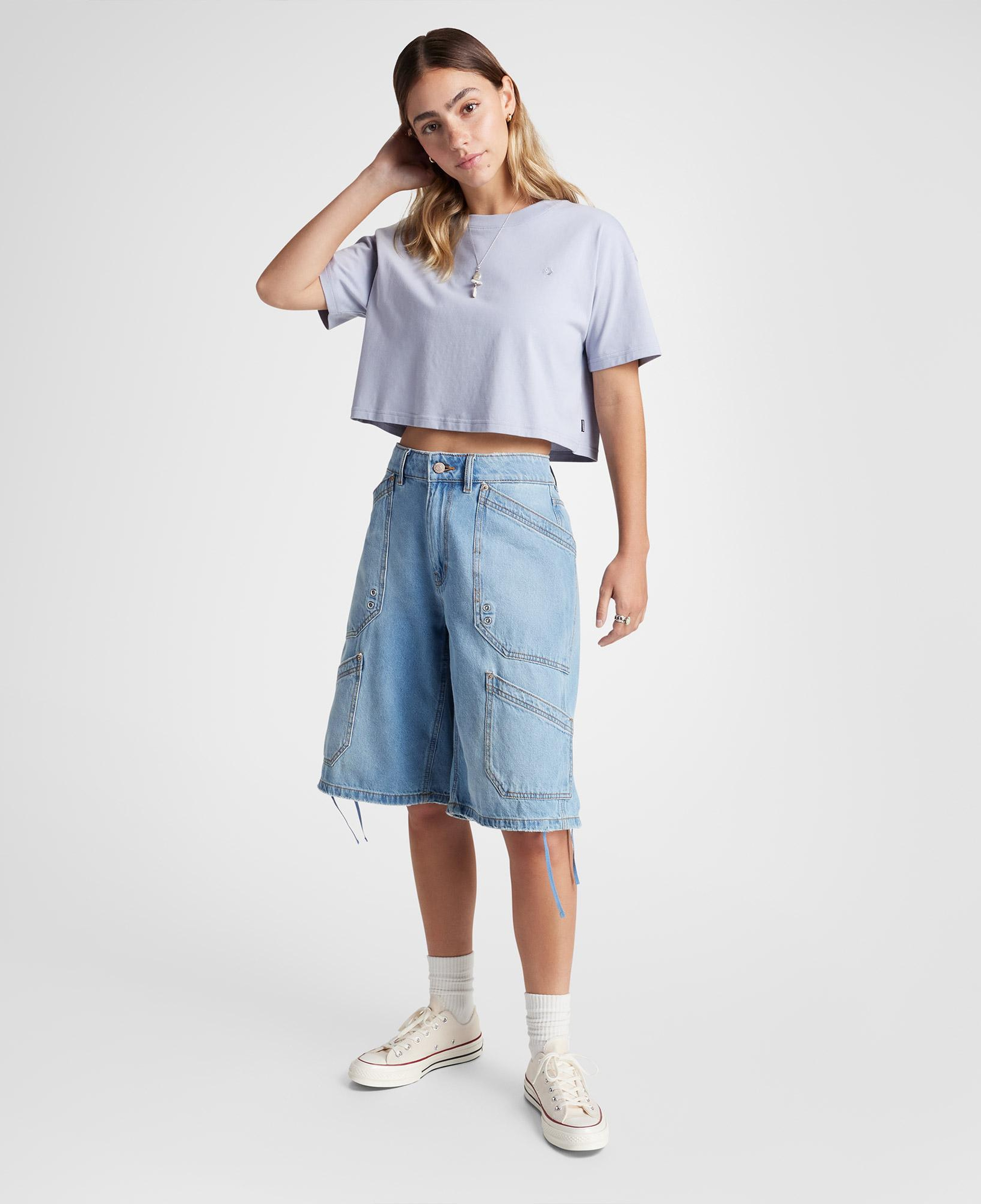Converse Sporty Boxy Kadın Mor T-Shirt