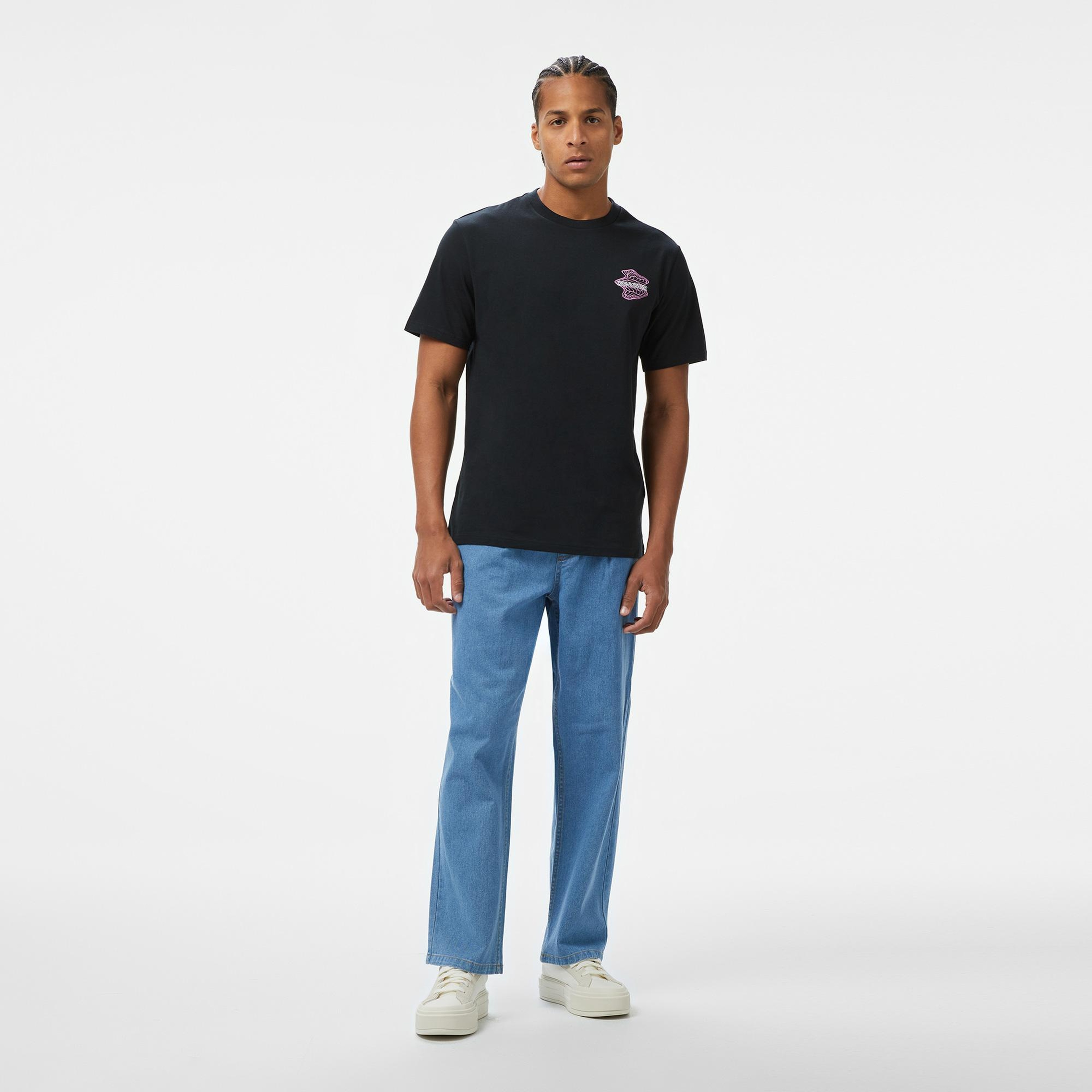 Converse Loose Fit Erkek Grafik Baskılı Siyah T-Shirt