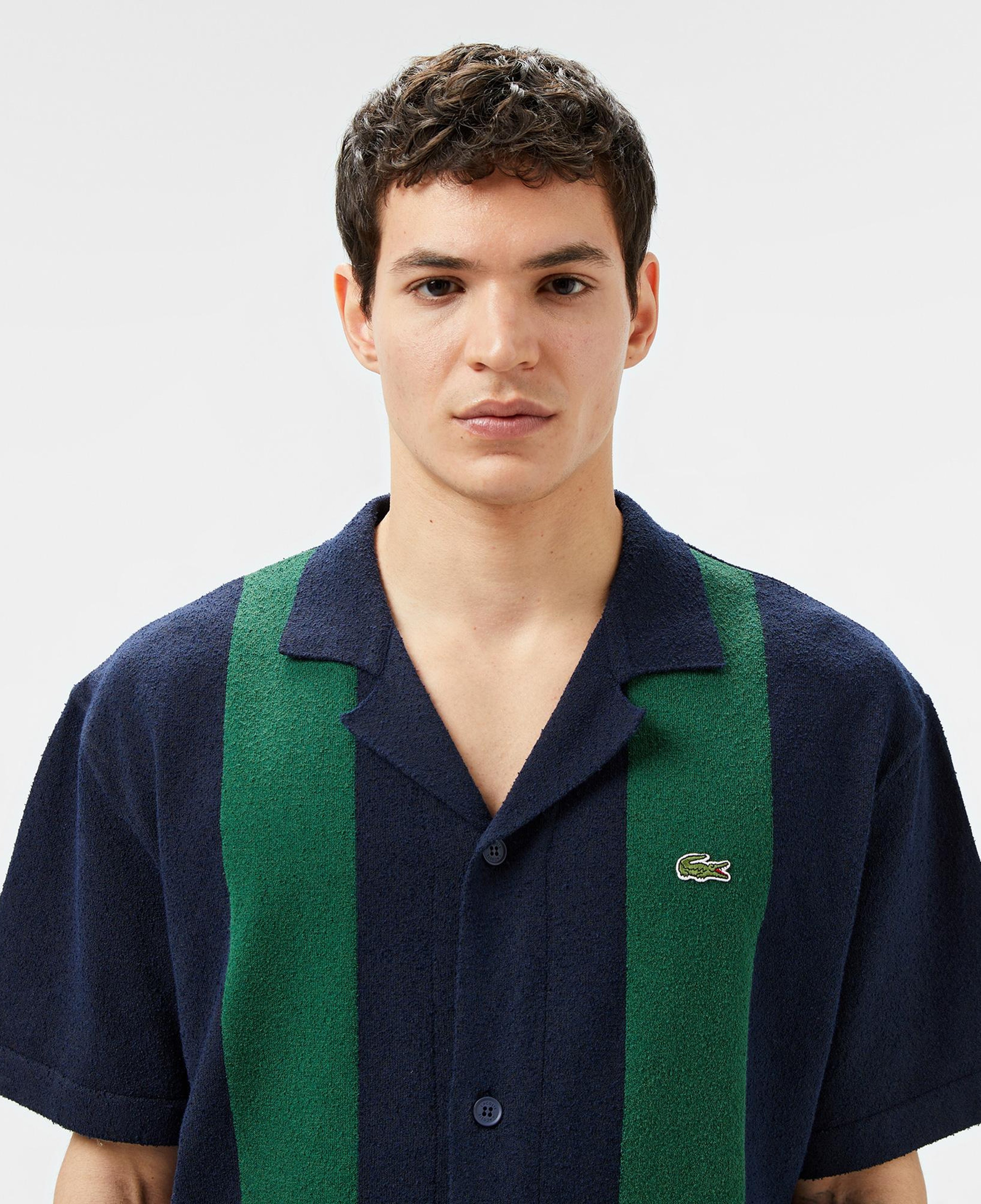Erkek Kısa Kollu Polo Yaka Renk Bloklu Lacivert Triko