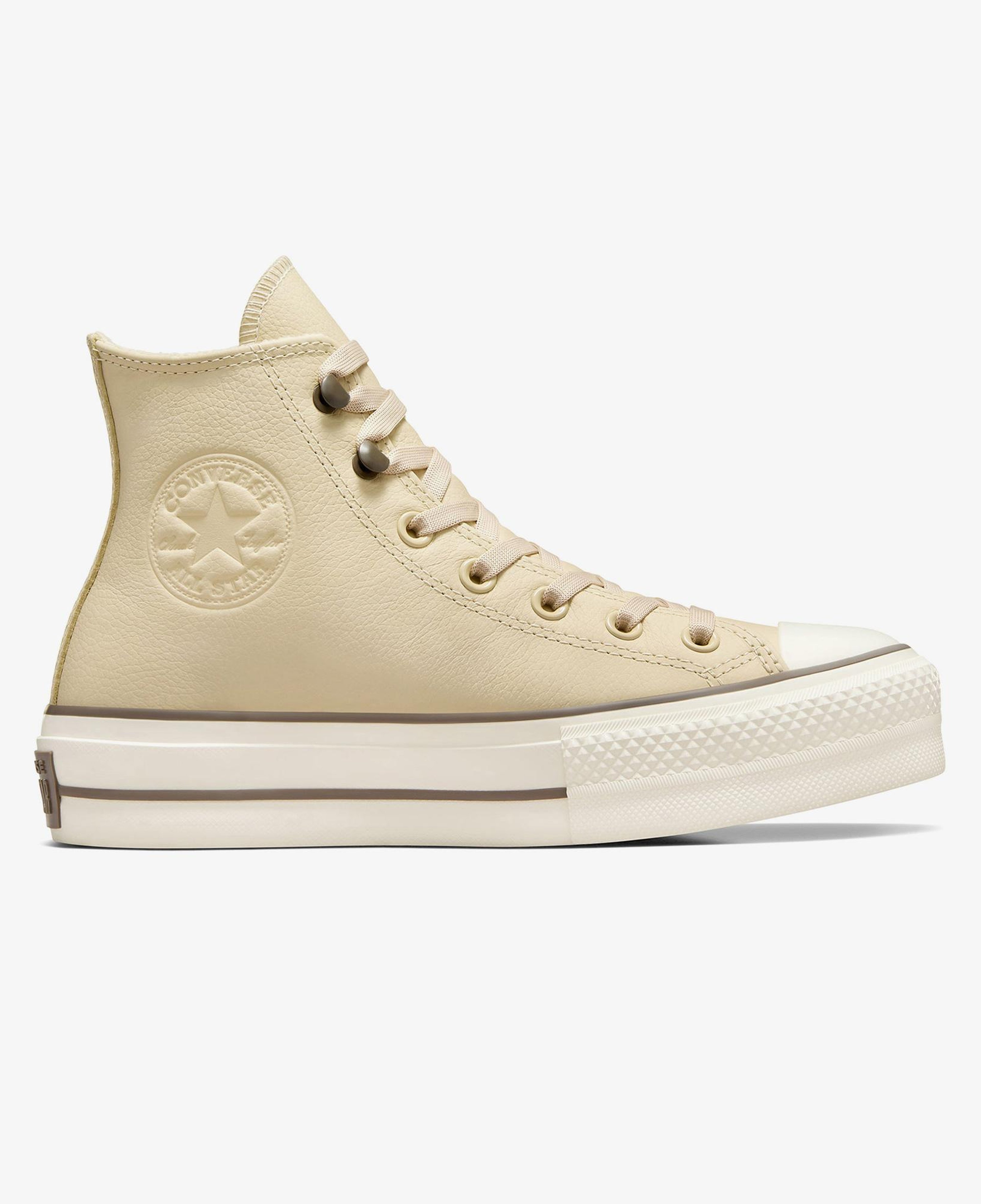 Converse Chuck Taylor All Star Lift Platform Weatherized Leather Unisex Krem Deri Bot