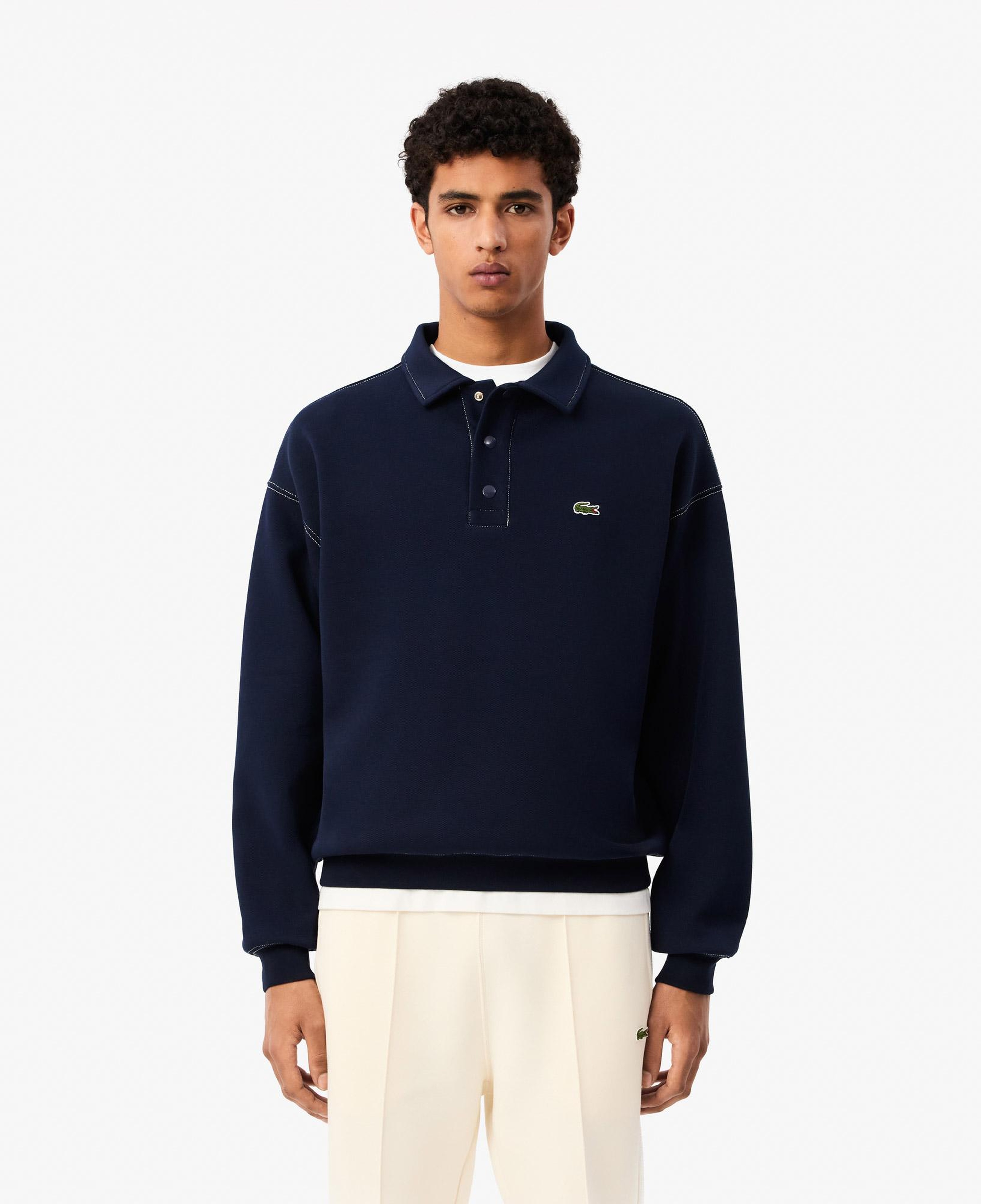 Lacoste Erkek Loose Fit Polo Yaka Lacivert Sweatshirt