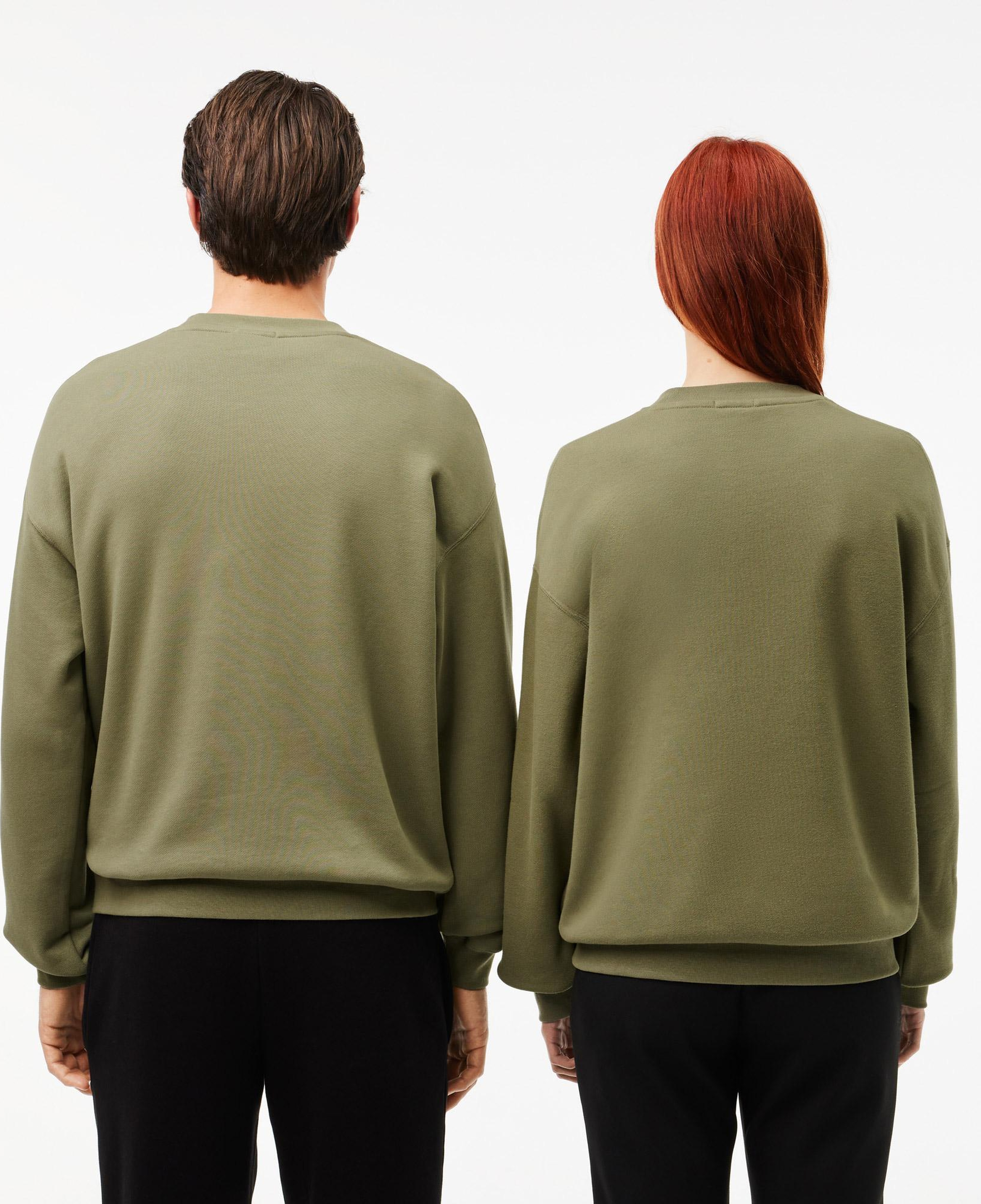 Unisex Loose Fit Bisiklet Yaka Organik Pamuk Haki Sweatshirt