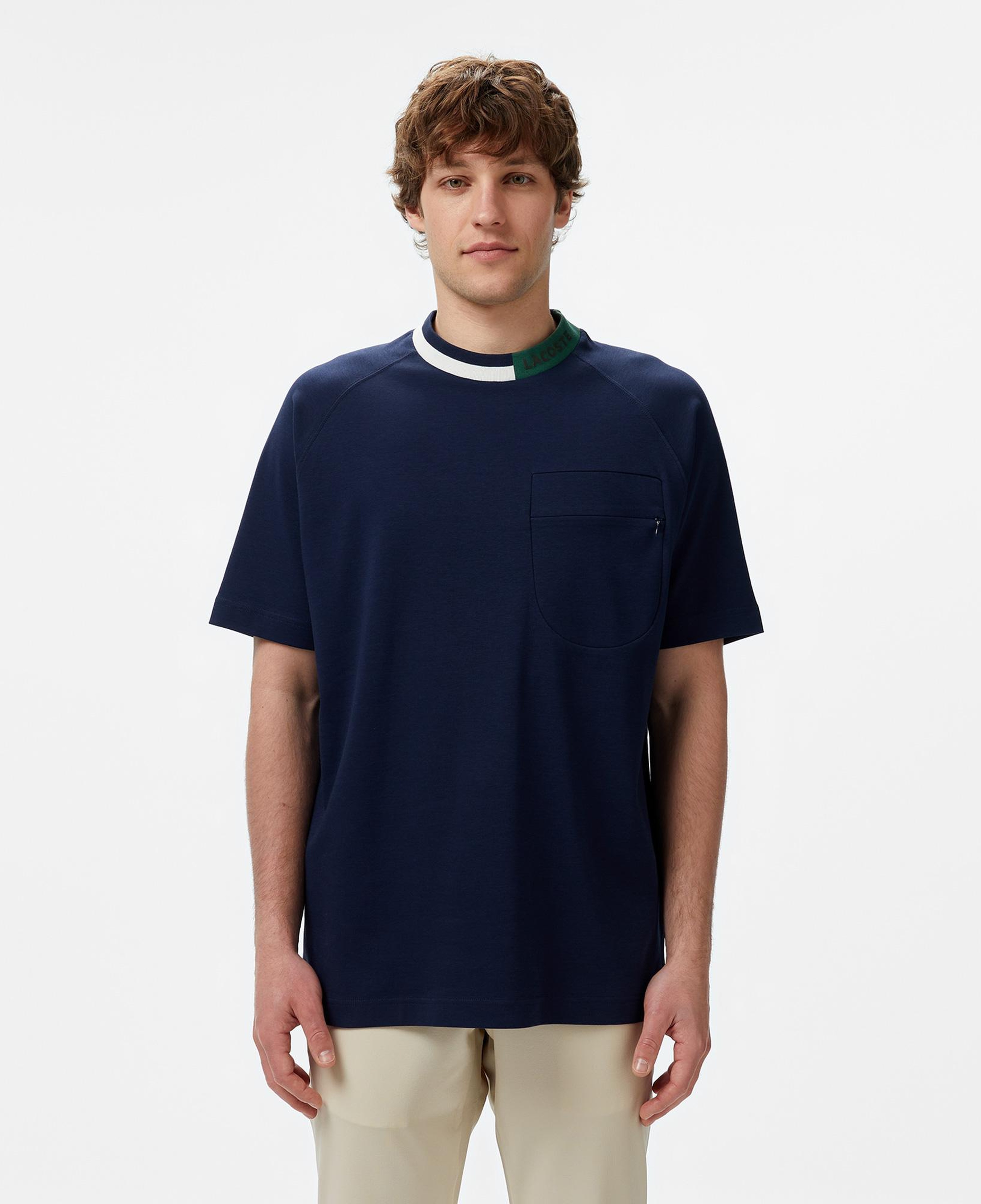 Erkek Bisiklet Yaka Lacivert Cepli Modal Karışımlı T-Shirt
