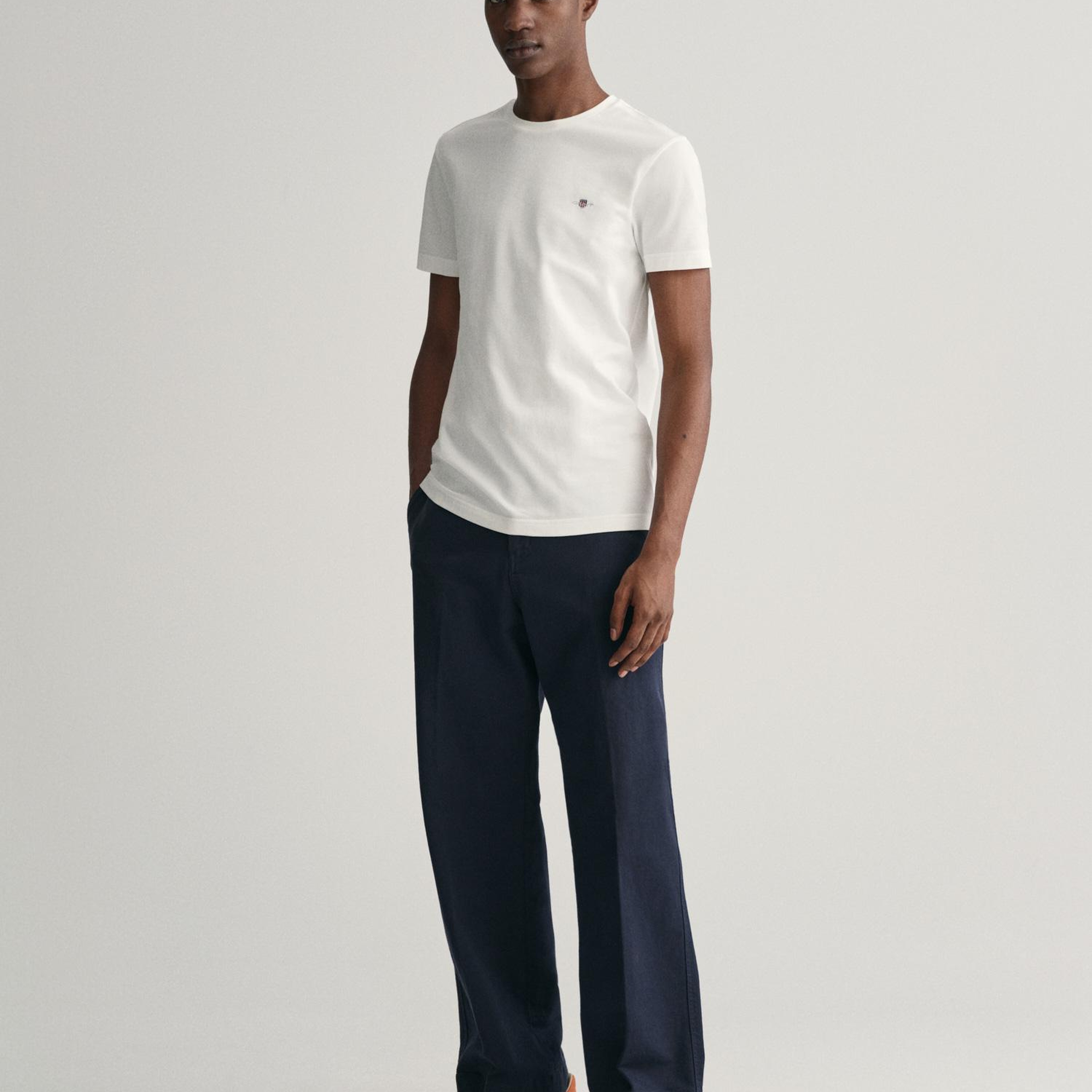 GANT Erkek Beyaz Slim Fit Bisiklet Yaka T-Shirt