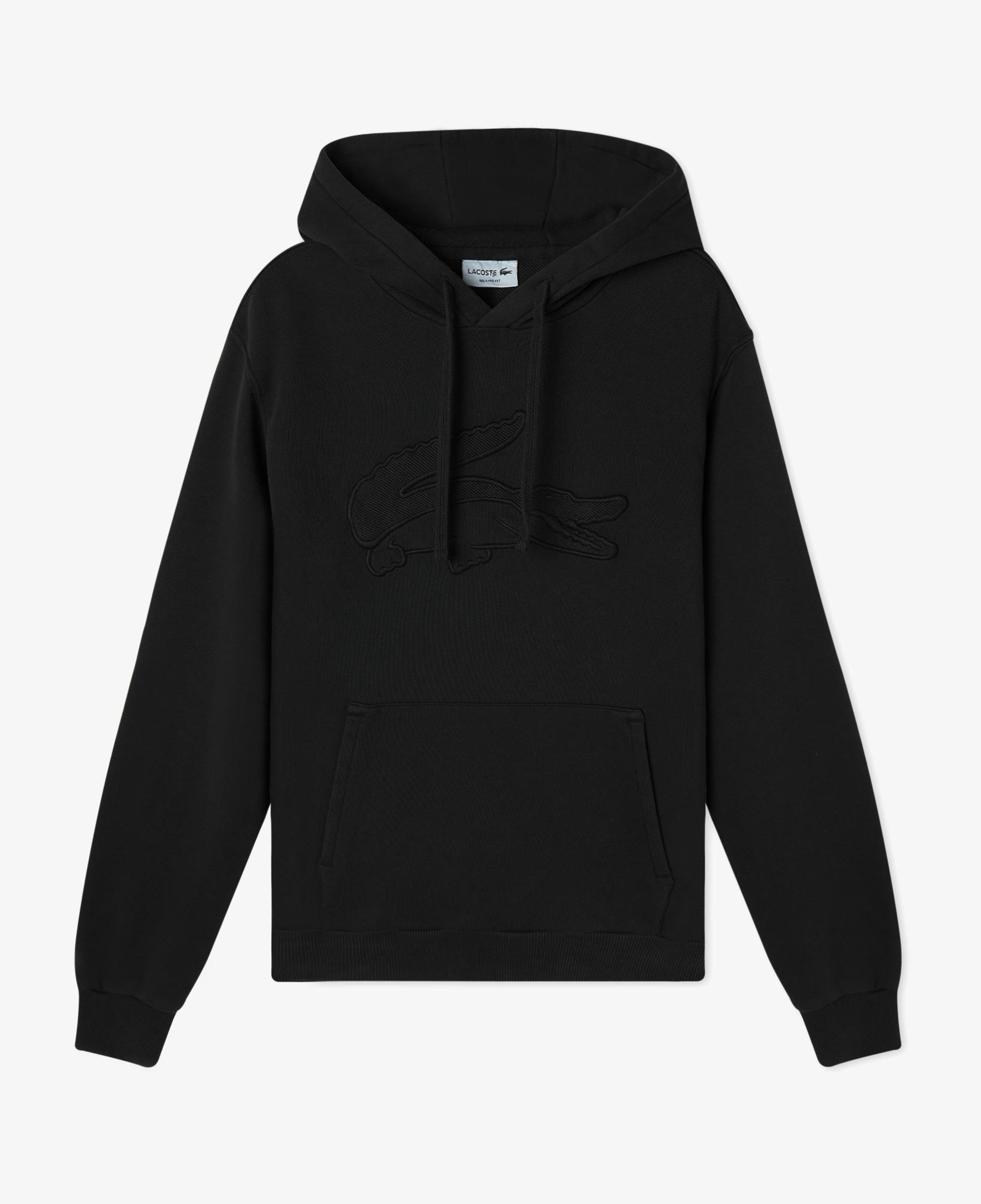 Erkek Relaxed Fit Kapüşonlu Baskılı Siyah Sweatshirt