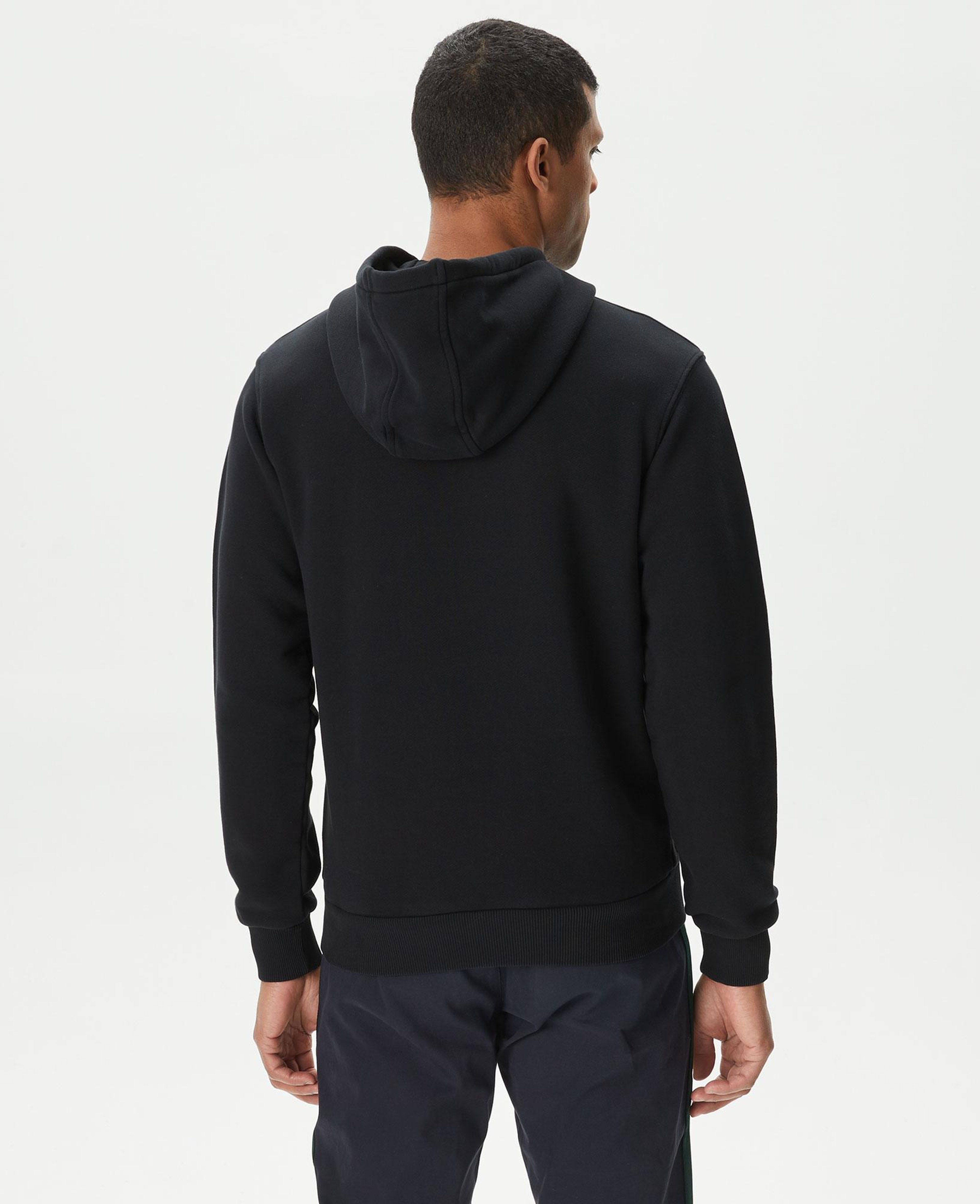 Erkek Relaxed Fit Kapüşonlu Baskılı Siyah Sweatshirt