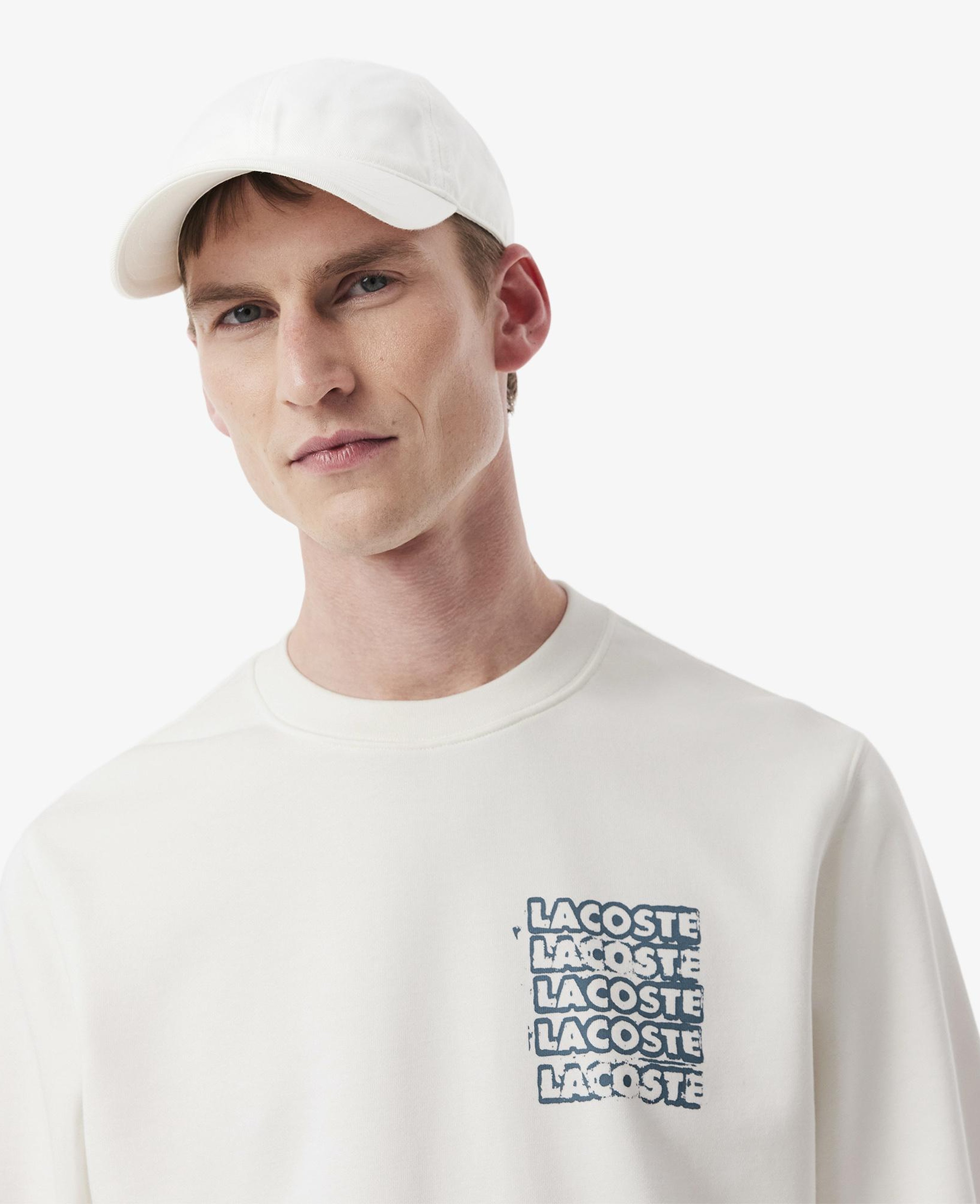 Erkek Classic Fit Bisiklet Yaka Beyaz Modal Karışımlı Sweatshirt