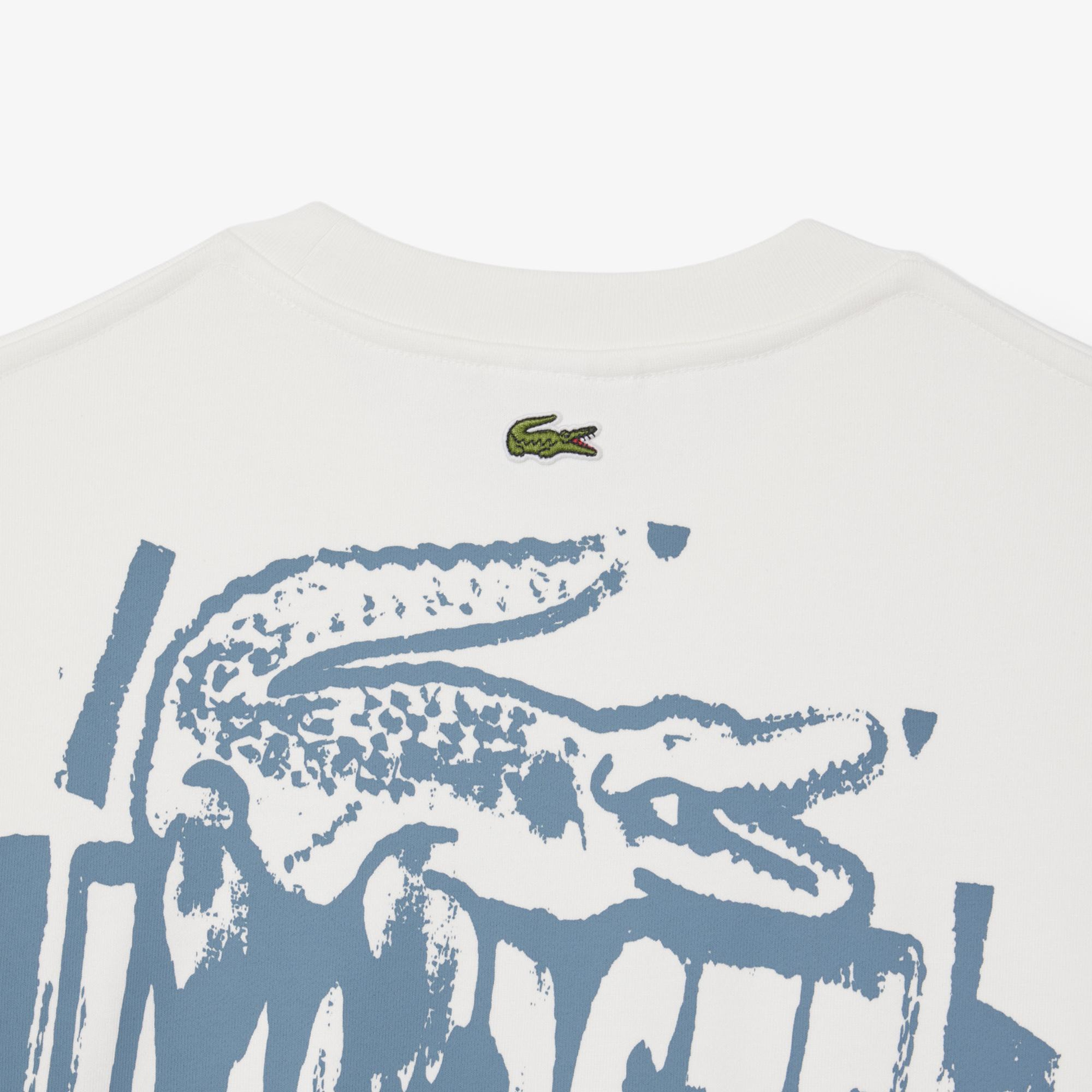 Erkek Classic Fit Bisiklet Yaka Beyaz Modal Karışımlı Sweatshirt