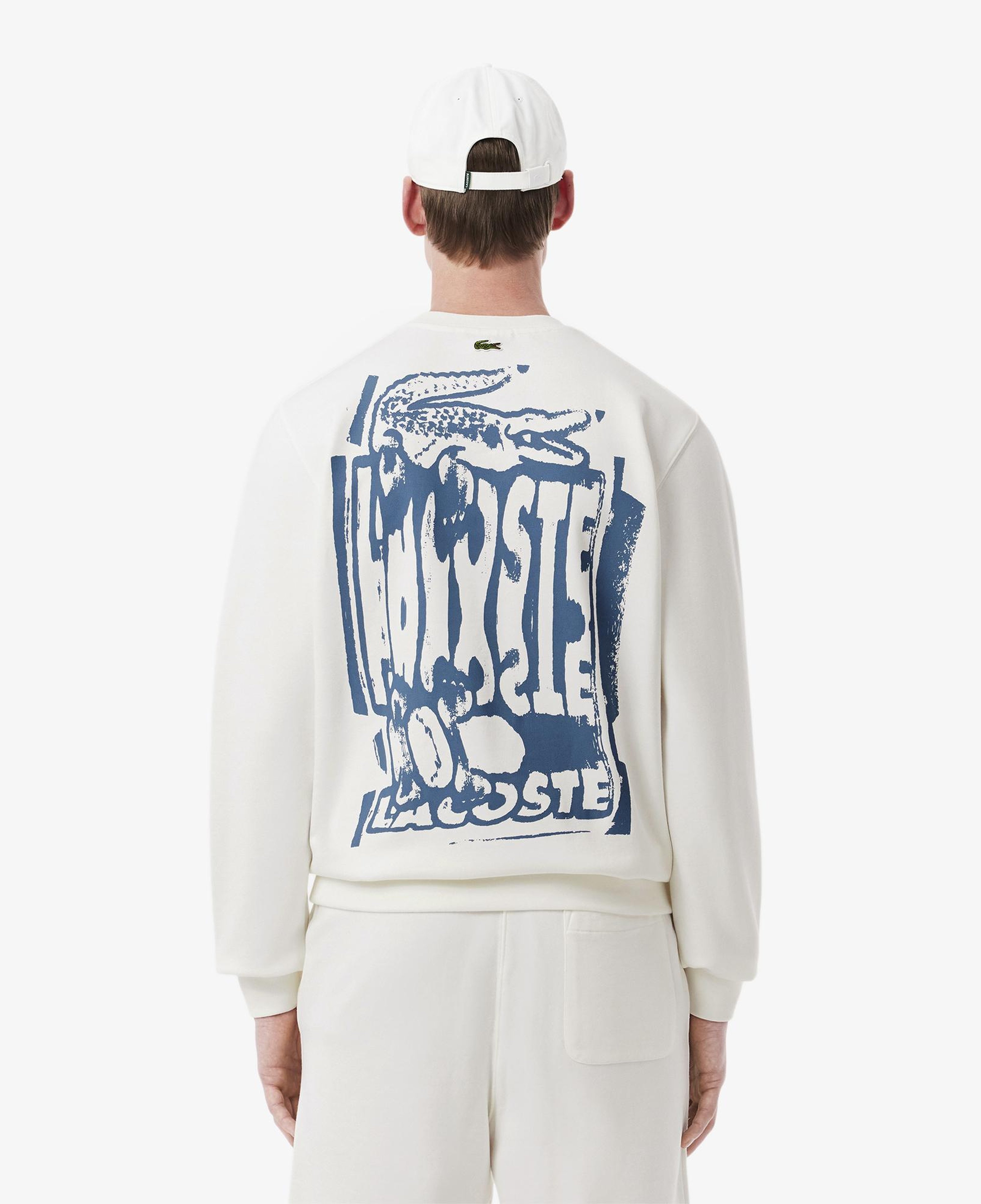 Erkek Classic Fit Bisiklet Yaka Beyaz Modal Karışımlı Sweatshirt